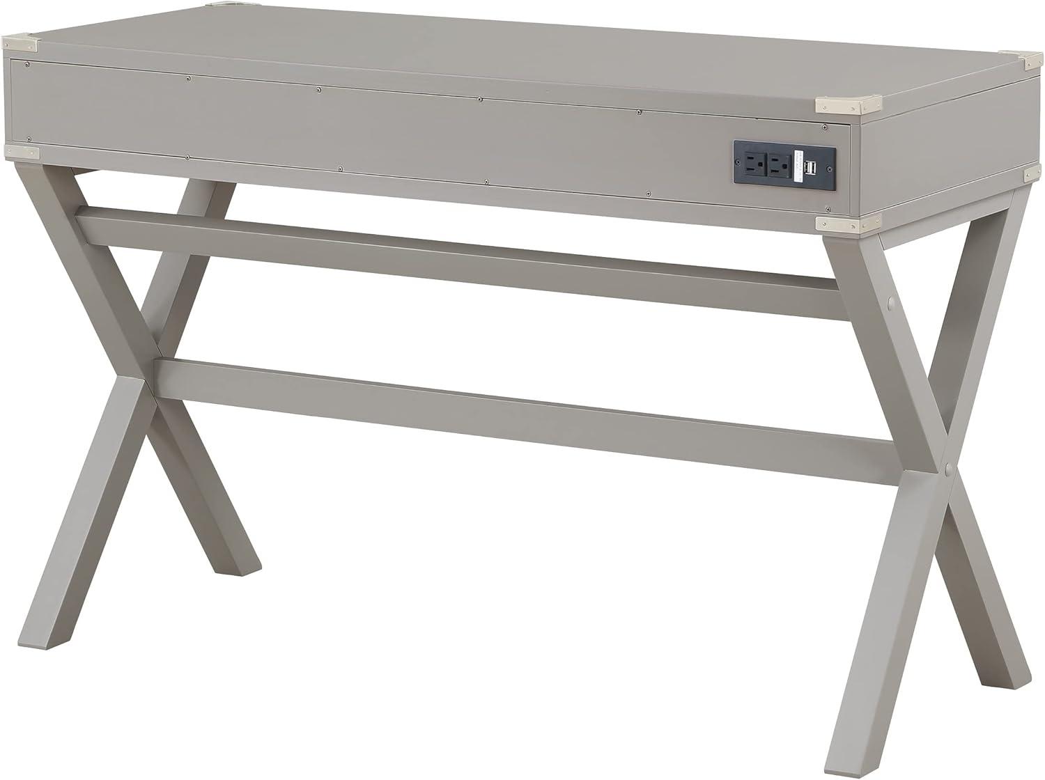 Wellington 46" Engineered Wood Desk with Power in Gray Finish