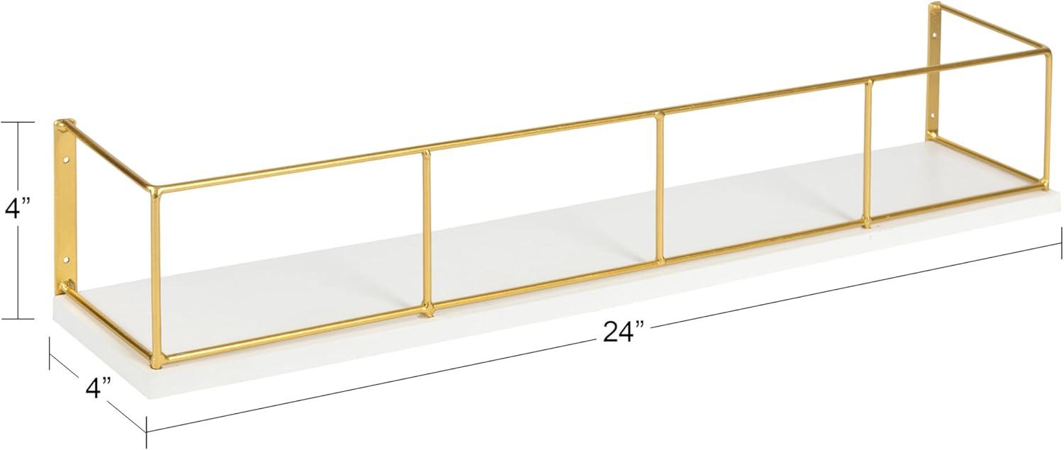 24" x 4" 2pc Decorative Wall Shelf Set White/Gold - Uniek