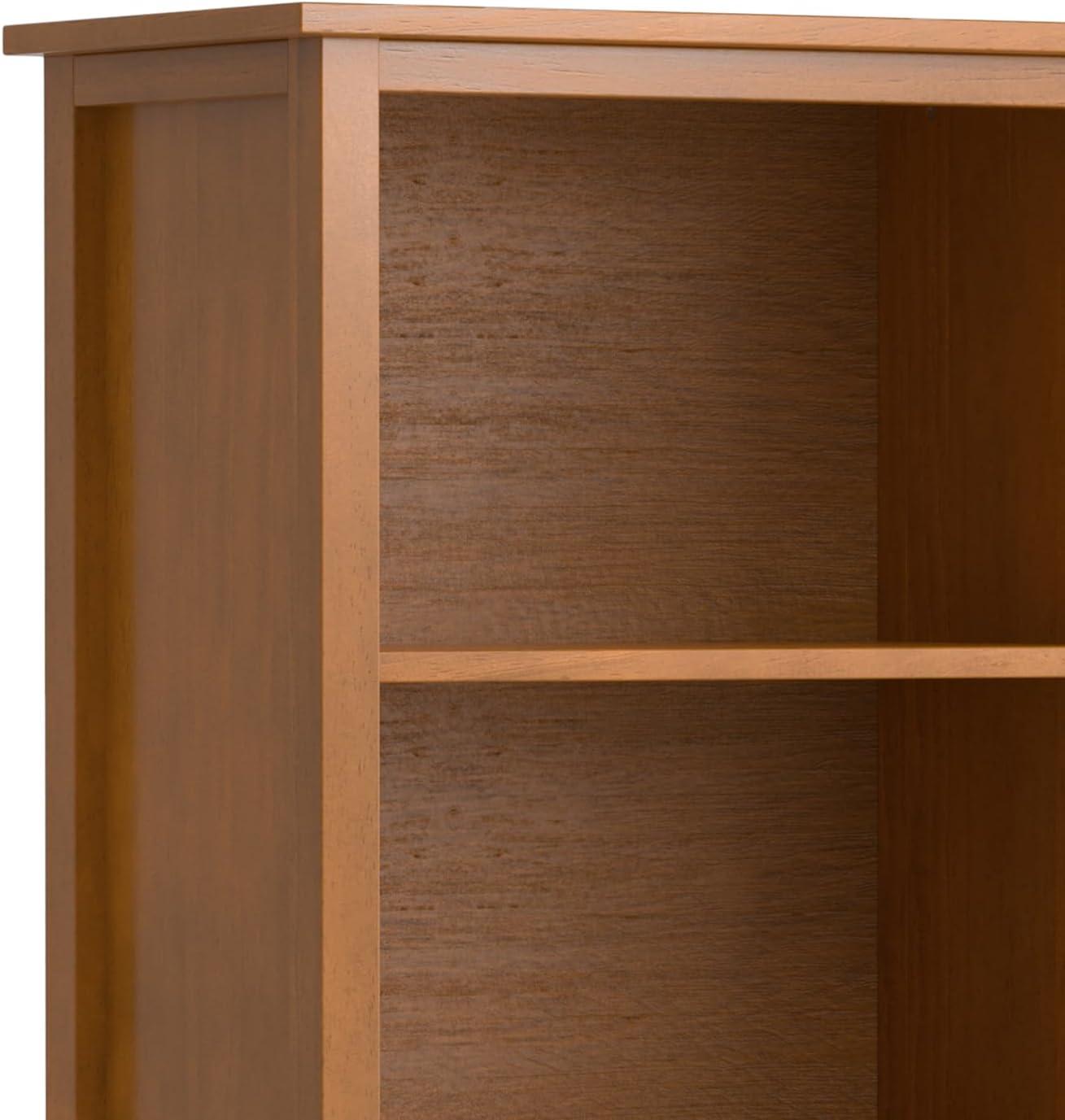 Simpli Home Warm Shaker SOLID WOOD 72 inch x 26 inch Transitional 5 Shelf Bookcase in Light Golden Brown