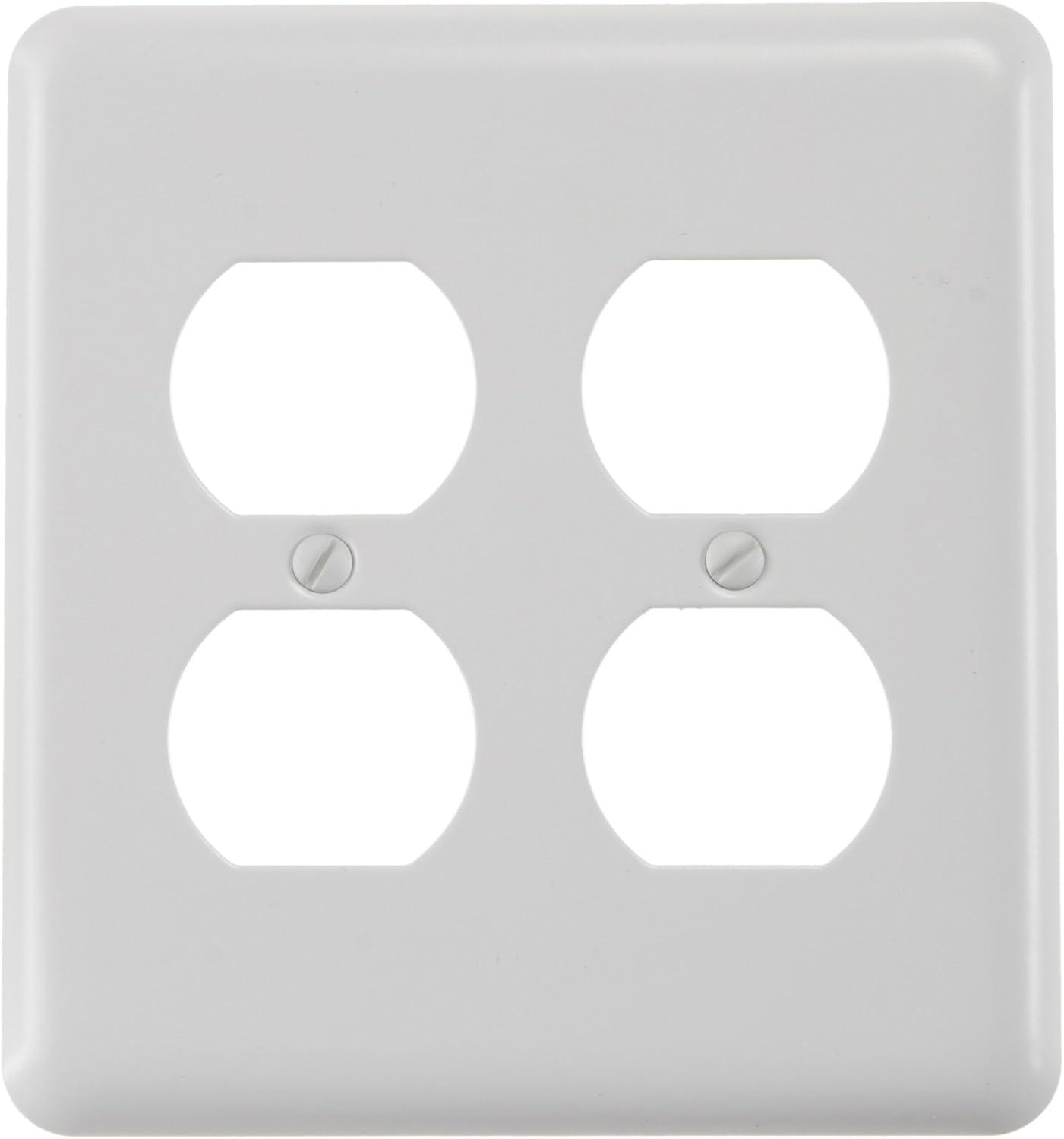 White Steel Double Duplex Wallplate