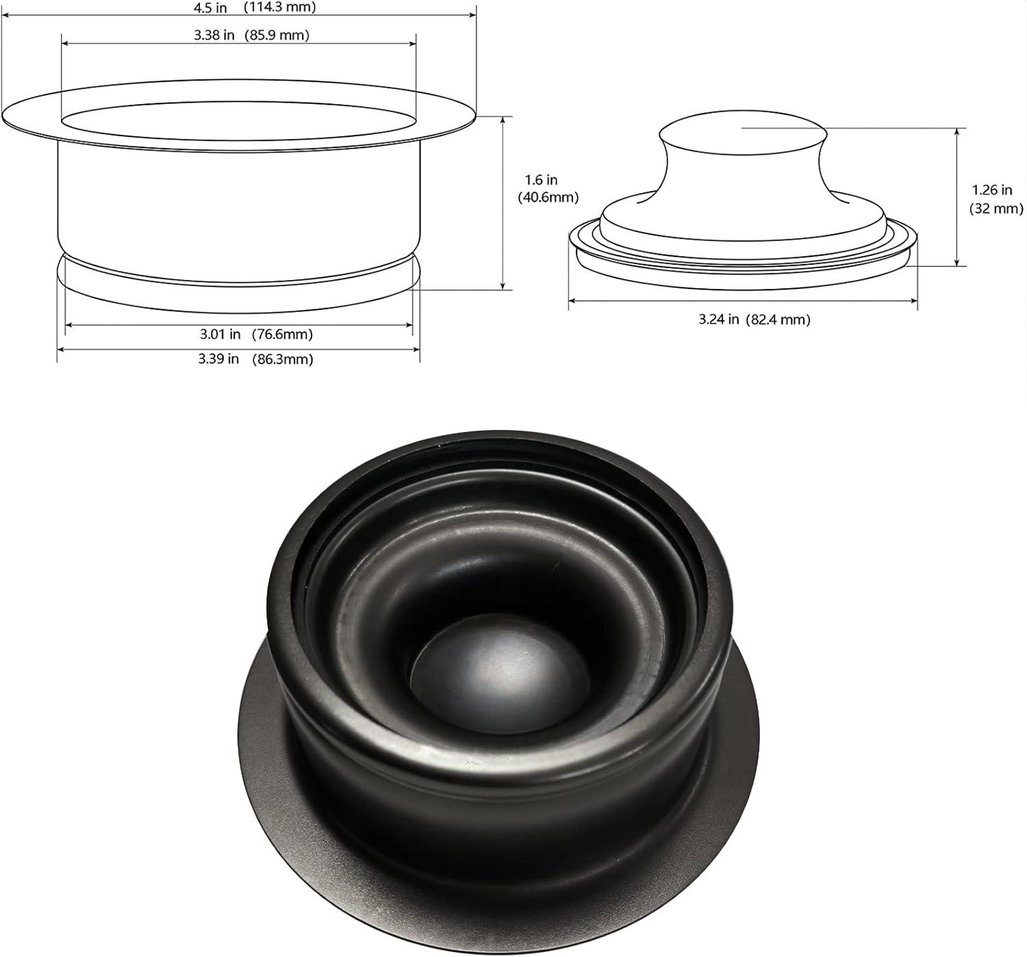 Black Stainless Steel Garbage Disposal Sink Flange and Stopper