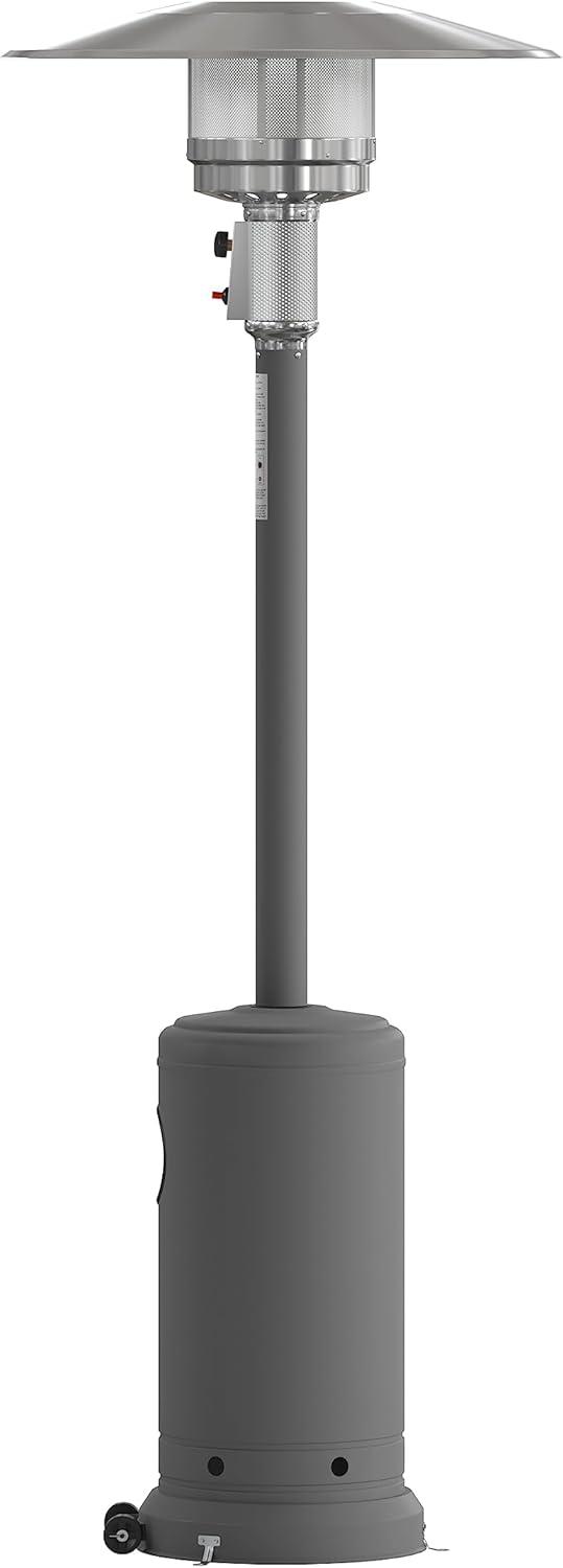 Sol 7.5' Stainless Steel Outdoor Patio 40,000 BTU Propane Heater with Wheels for Commercial & Residential Use