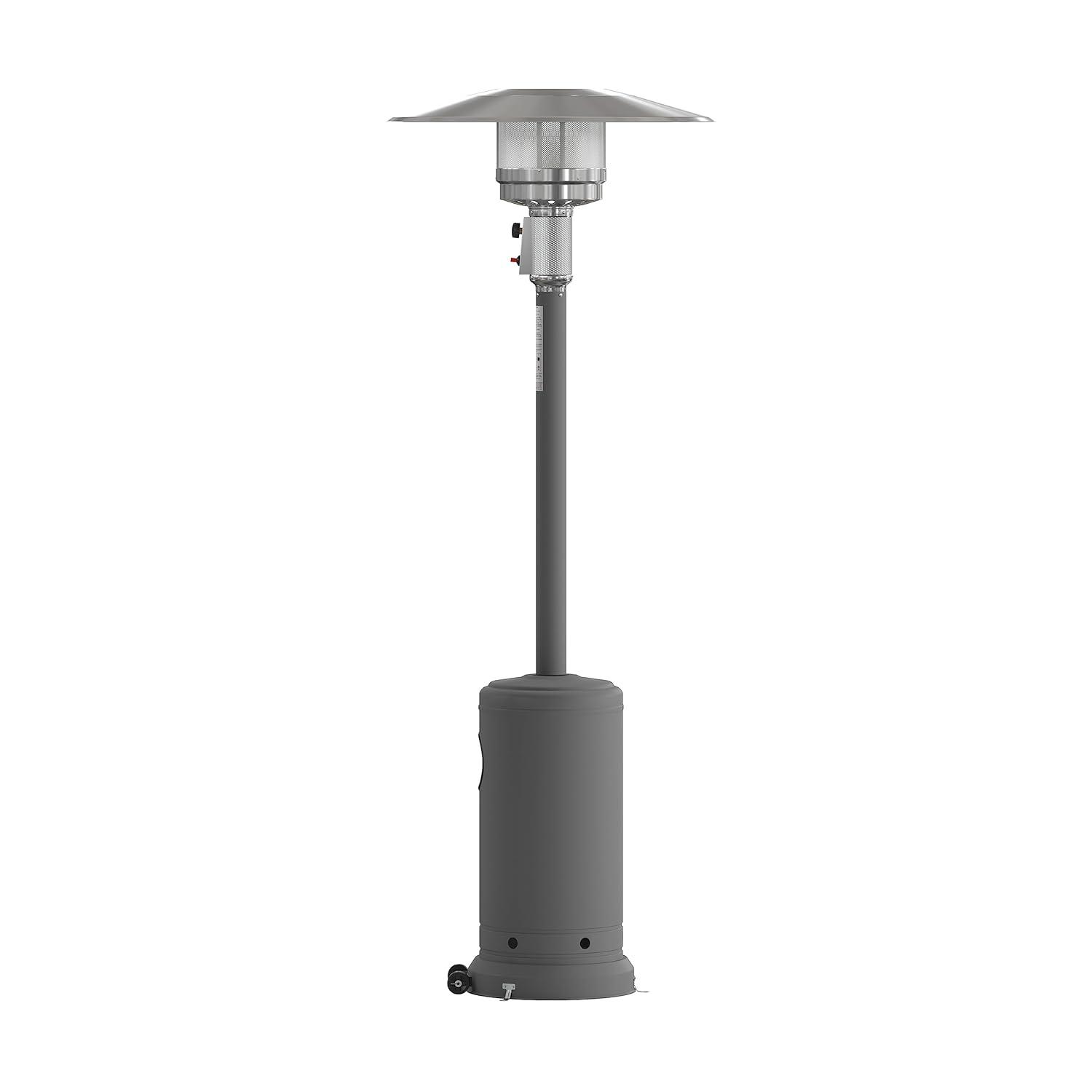 Sol 7.5' Stainless Steel Outdoor Patio 40,000 BTU Propane Heater with Wheels for Commercial & Residential Use