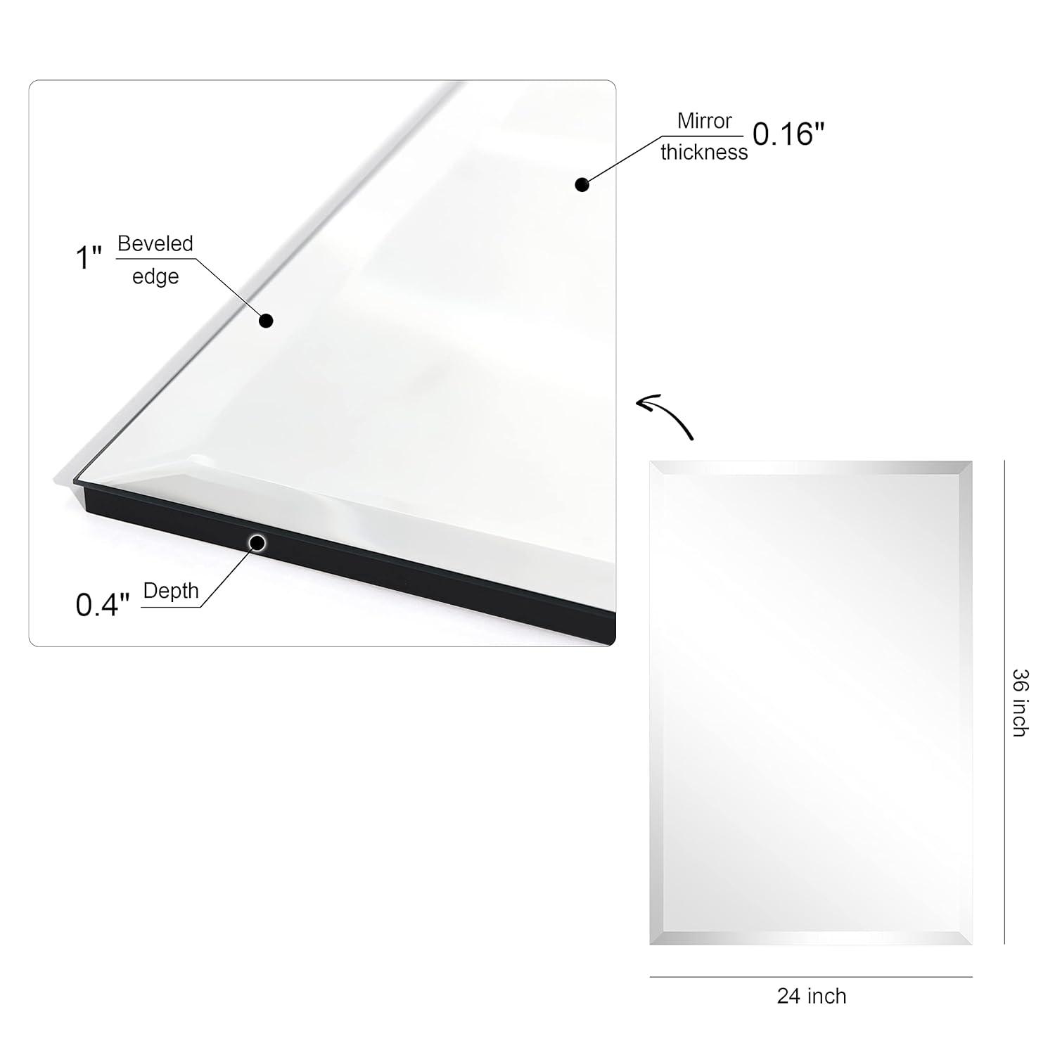 Empire Art Espejo de Pared de Prisma Biselado sin Marco Directo 24" x 36", Listo para Colgar