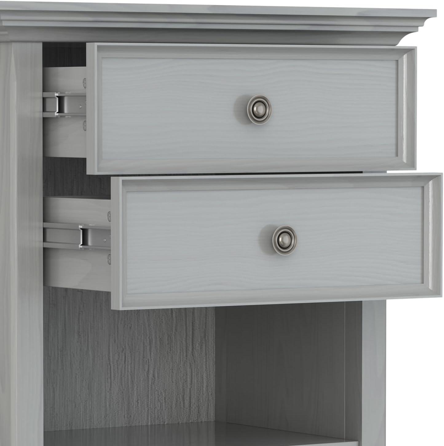 Simpli Home Amherst Solid Wood Bedside Table In Fog Grey