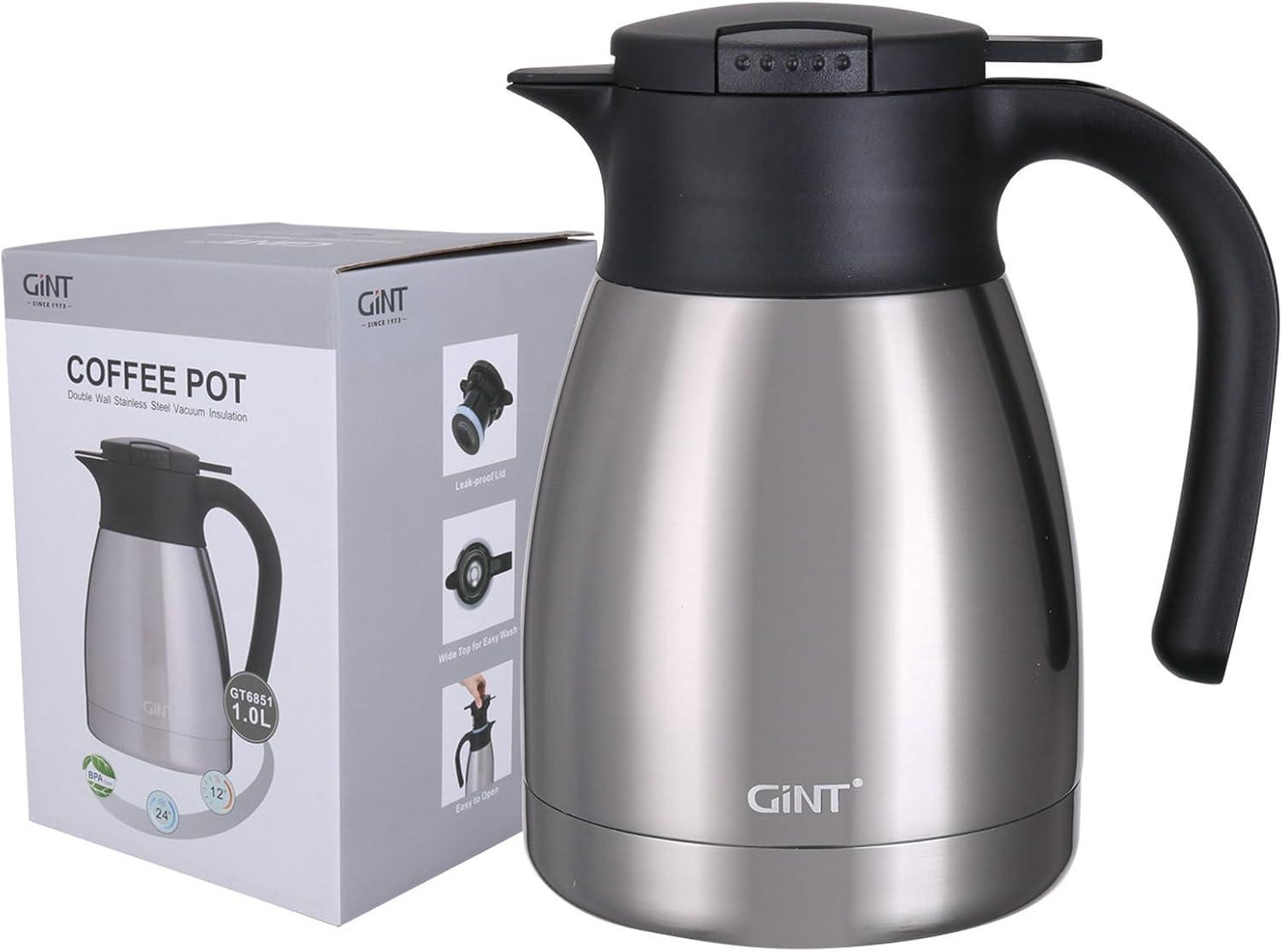 GiNT 34oz Silver Stainless Steel Thermal Coffee Carafe