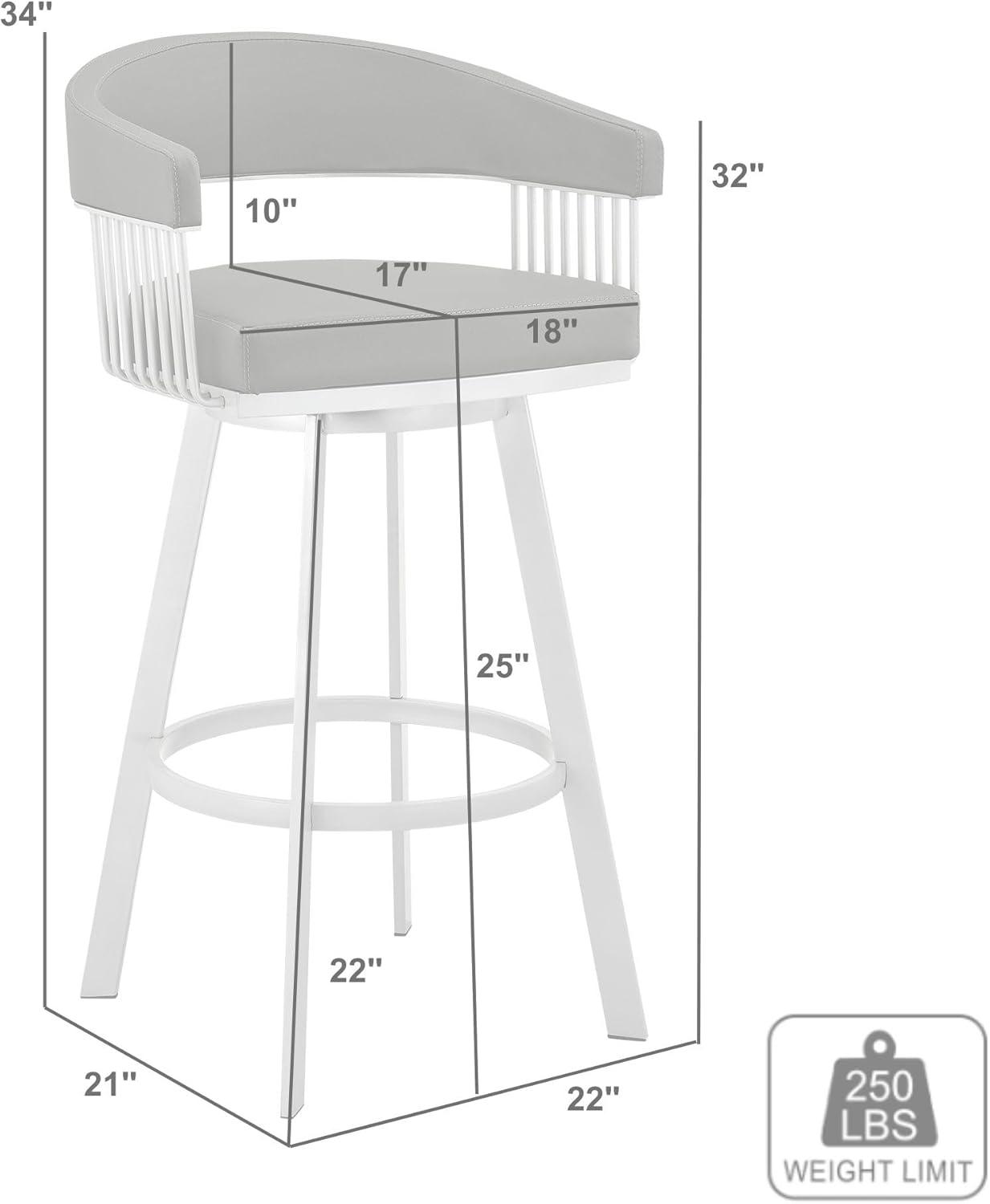 Chelsea 25" Black Metal Swivel Bar Stool with Faux Leather