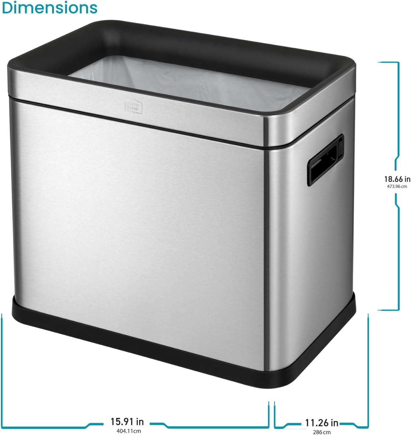 Slim Stainless Steel Open Top Trash Can for Commercial Use