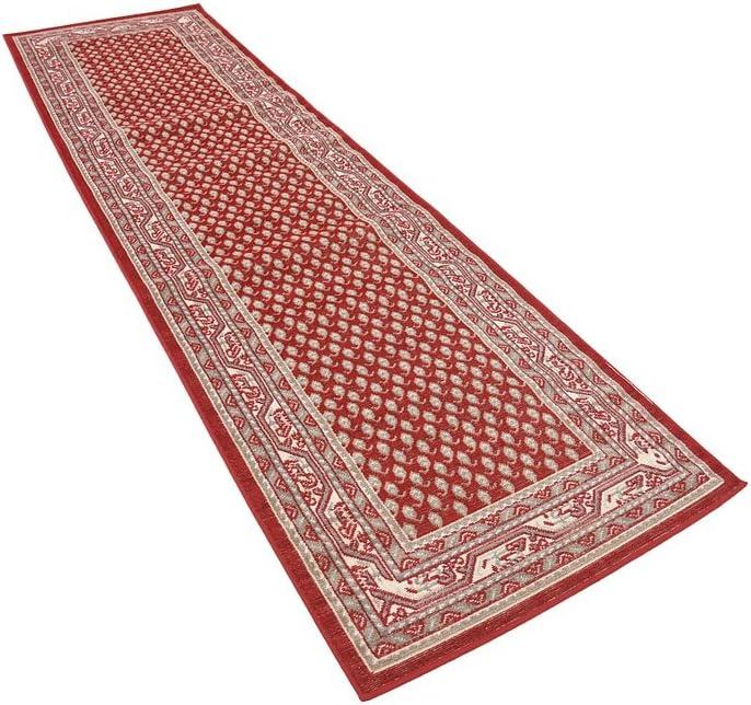 Vibrant Red Indoor Runner Rug with Easy-Care Synthetic Weave