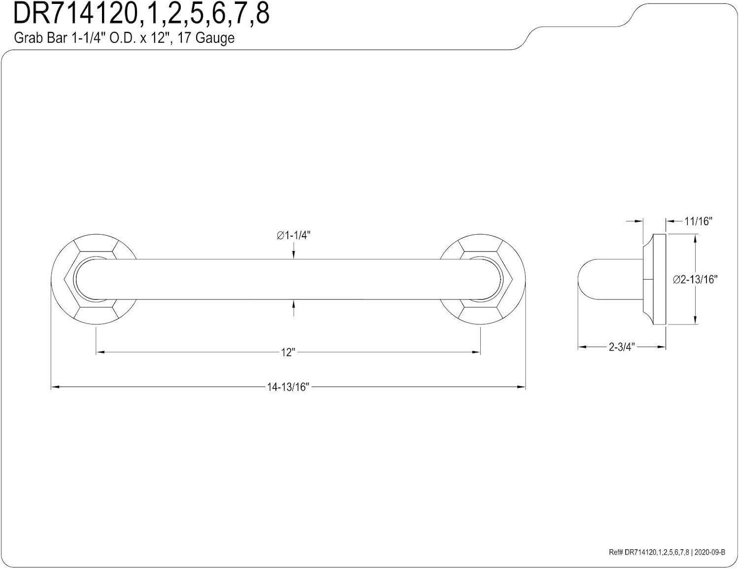 Polished Chrome 12-Inch Decorative Grab Bar for Bathroom