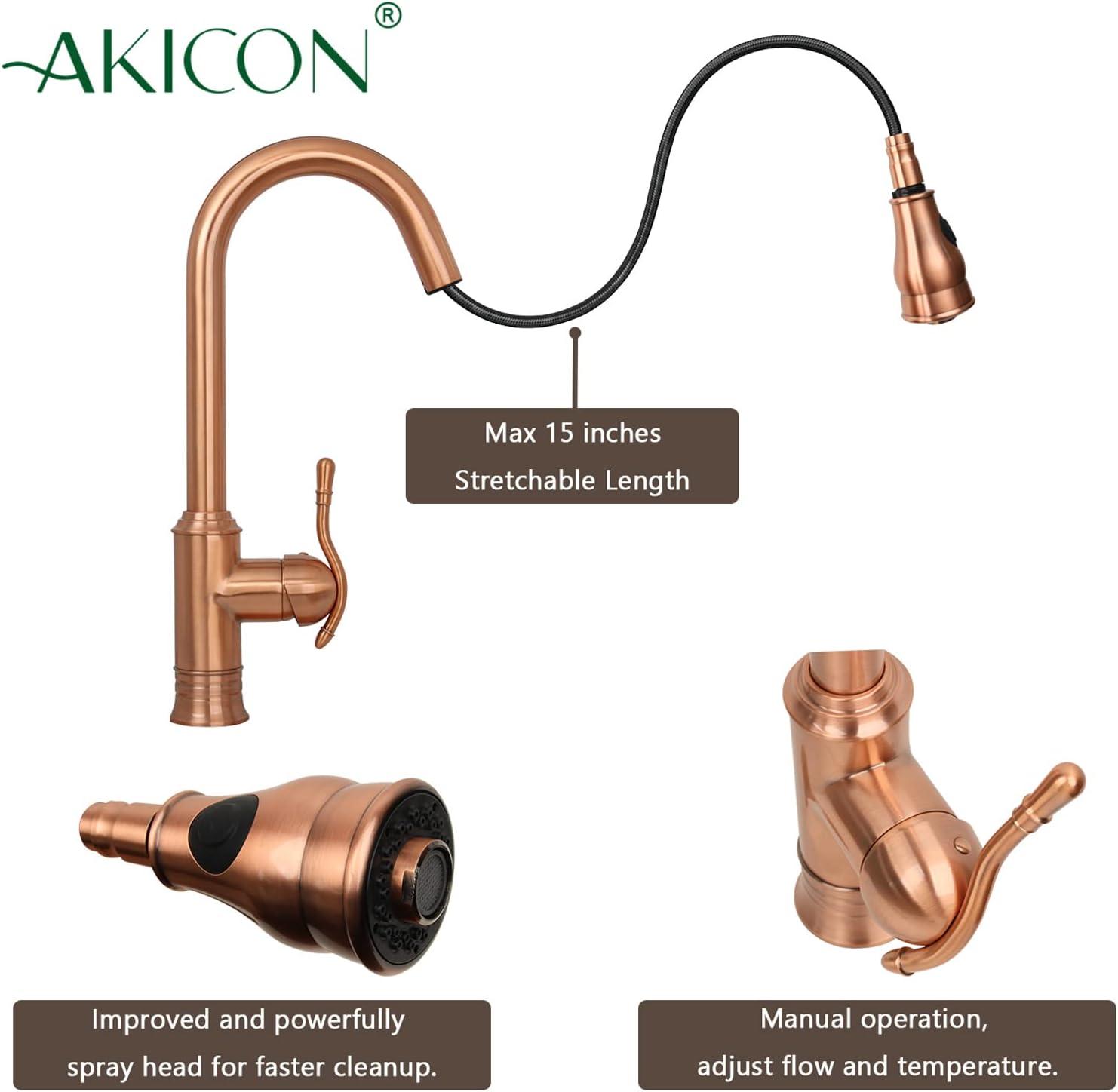 Copper Pull-Down Sprayer Kitchen Faucet with Lever Handle