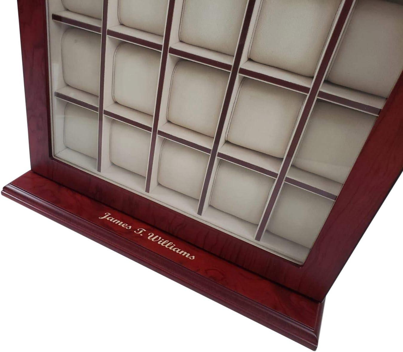 Cherry Wood 30-Slot Wall Mounted Watch Display Case