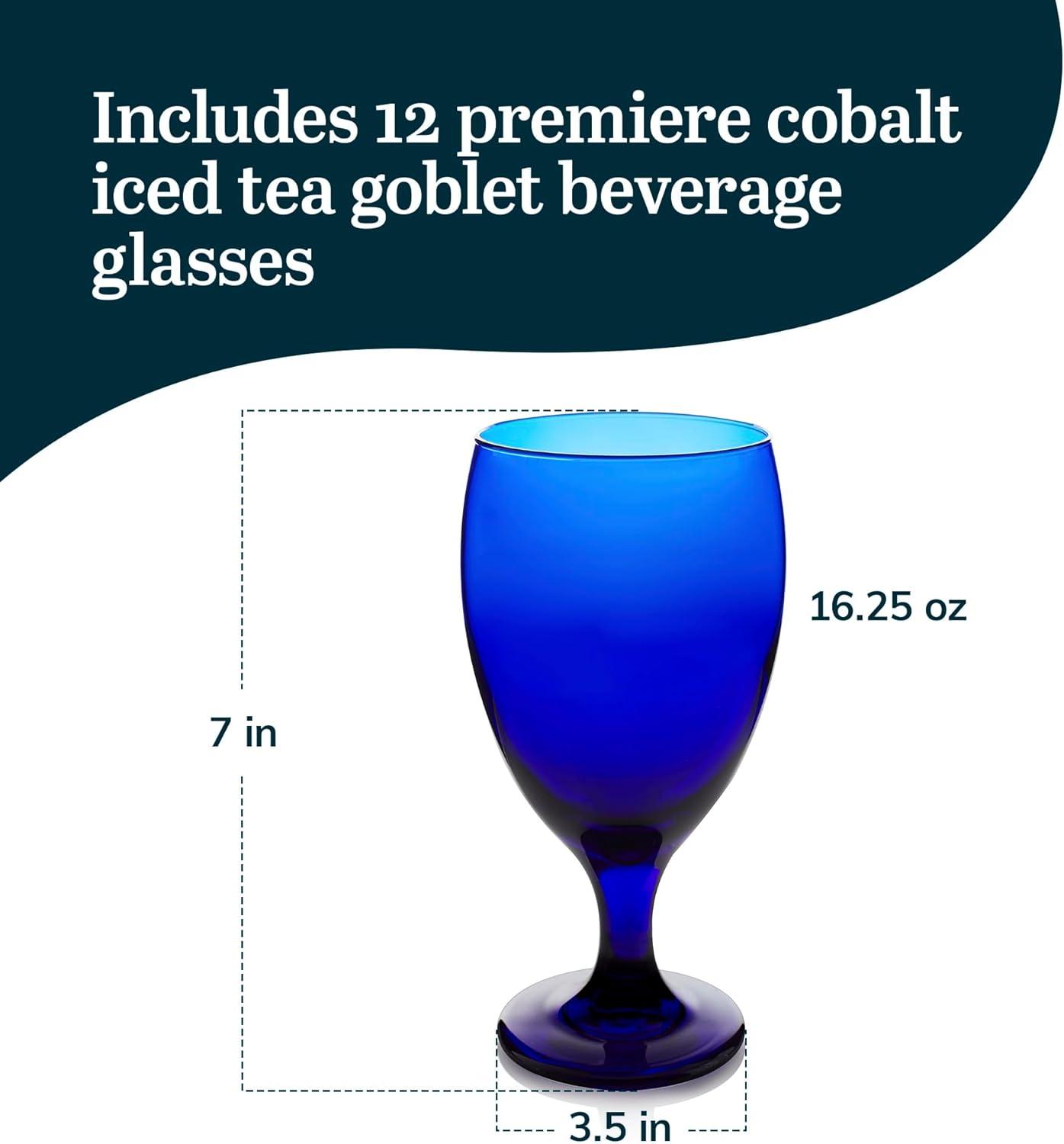 Libbey Premiere Cobalt Iced Tea Goblet Beverage Glasses