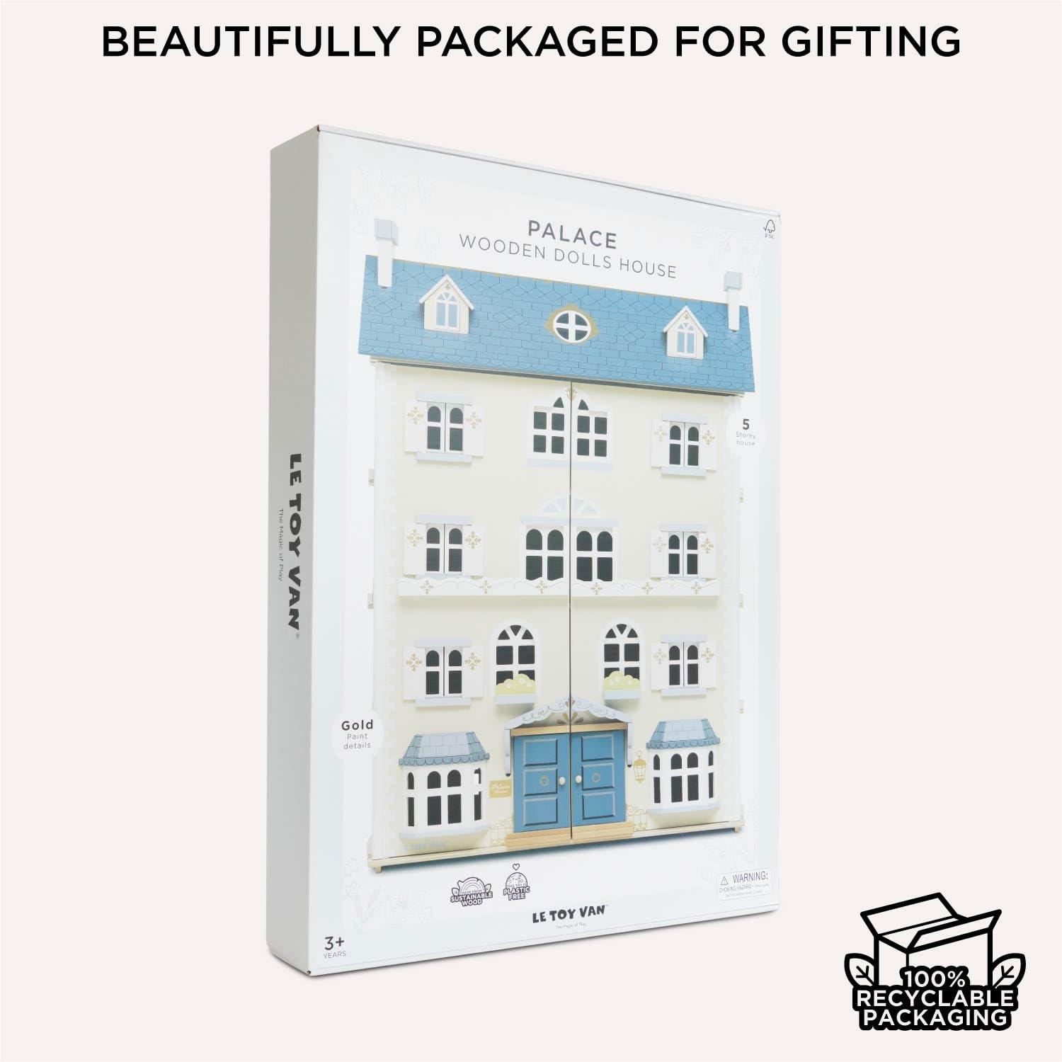 Le Toy Van - Palace House Large Wooden Doll House | Great As a Gift | 5 Storey Wooden Dolls House Play Set - Suitable for Ages 3+