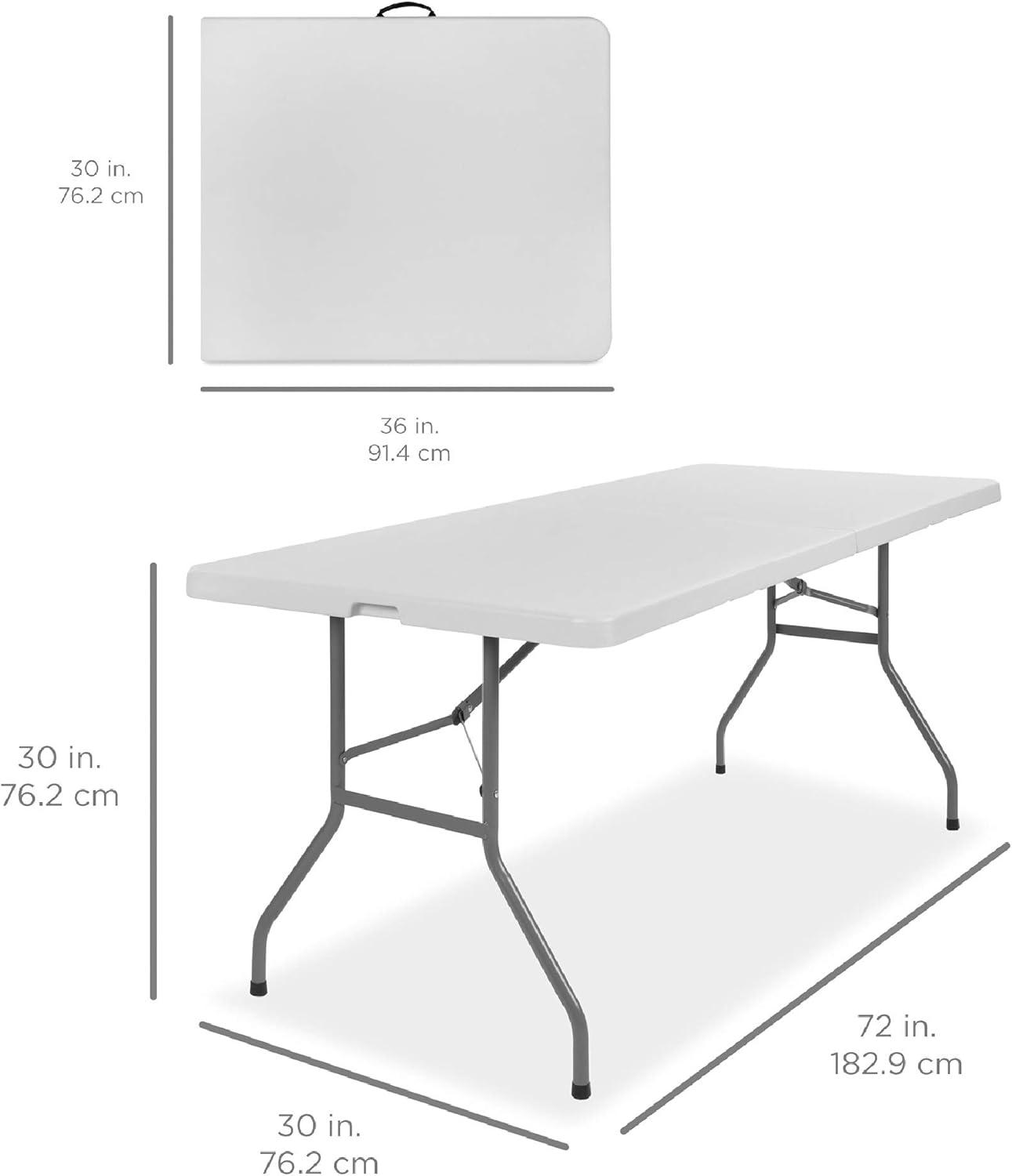 Best Choice Products 6ft Plastic Folding Table, Indoor Outdoor Heavy Duty Portable w/ Handle, Lock