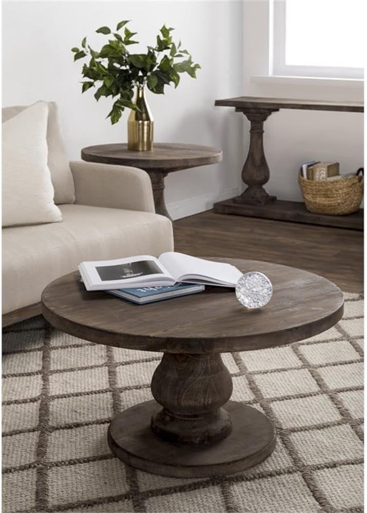 Carolina Rustic Brown Reclaimed Pine Round Coffee Table