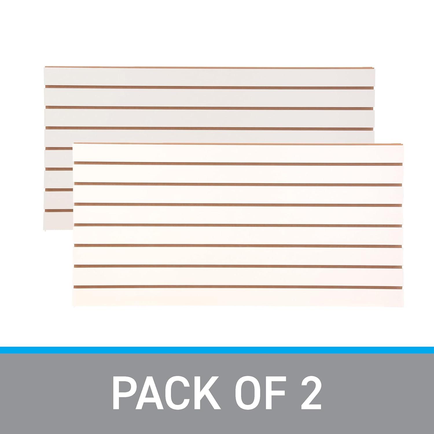 4ft x 2ft Horizontal White Slatwall Panels Easy Organizer (24"H x 48"L) - Pack of 2 - Streamline Your Space with Effortless Retail Displays  Garage Wall Solutions  and Craft Storage Organization