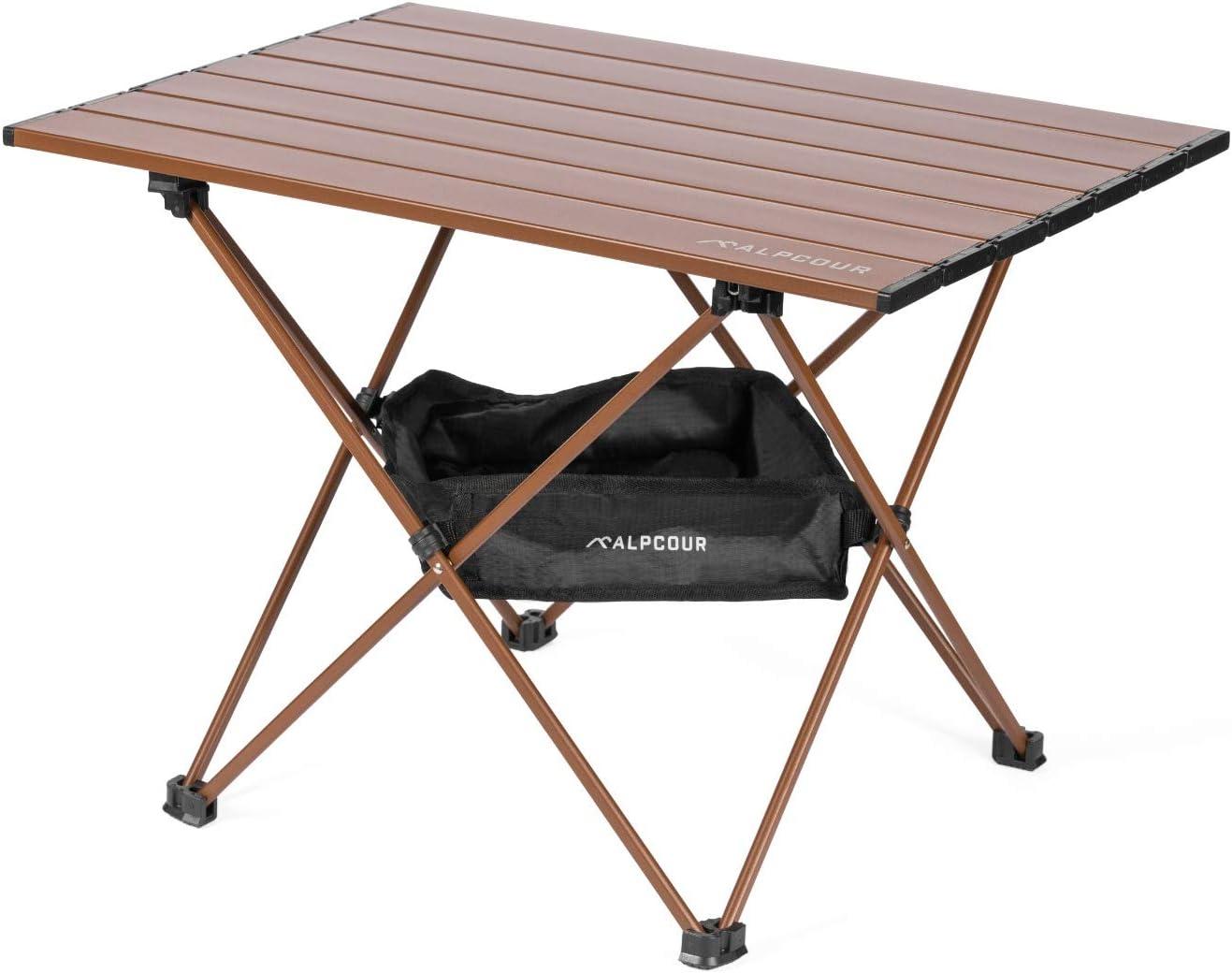 Alpcour Compact Folding Camping Table - Lightweight Aluminum Portable Side Table - Medium