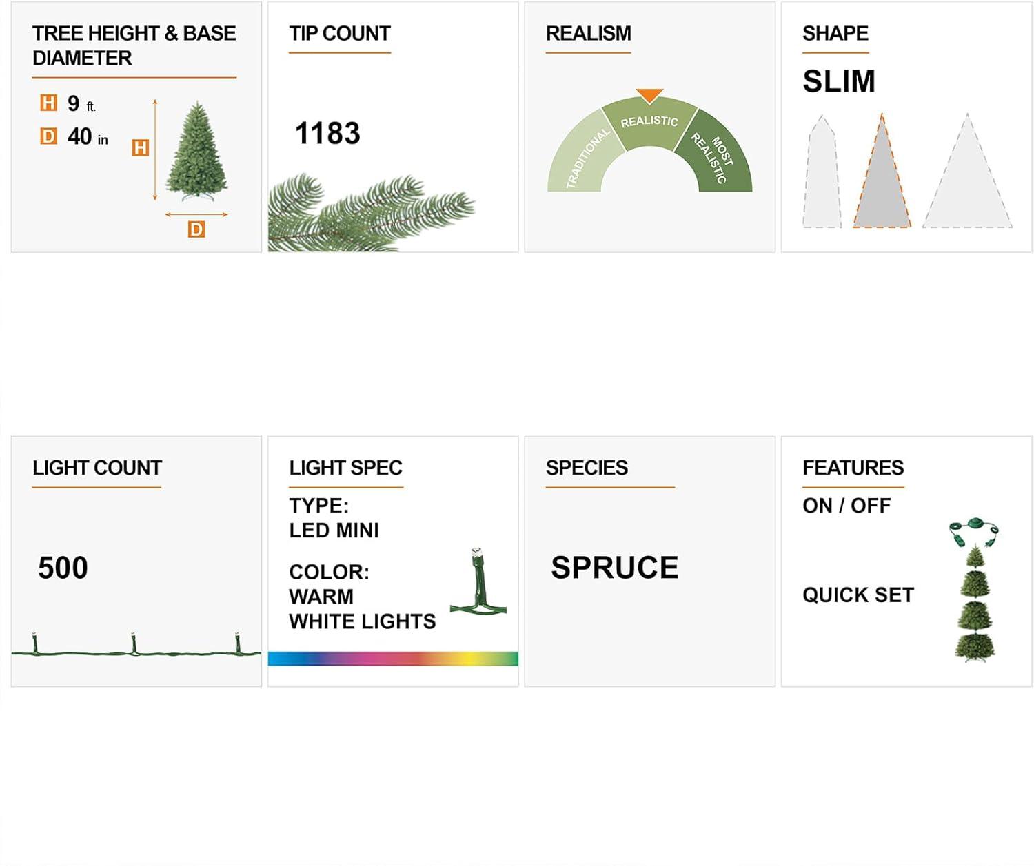 7.5ft Flocked Spruce Christmas Tree with Warm White LED Lights