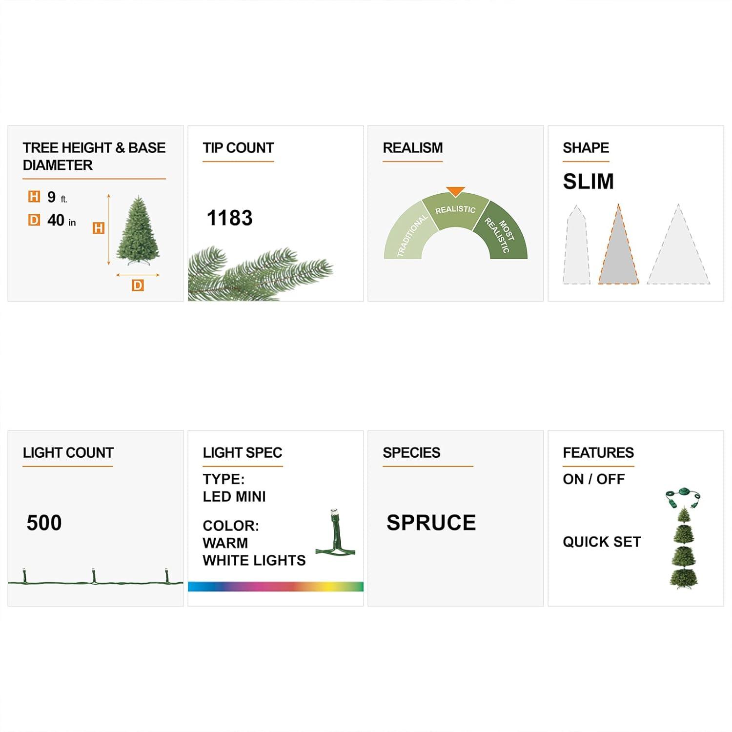 7.5ft Flocked Spruce Christmas Tree with Warm White LED Lights