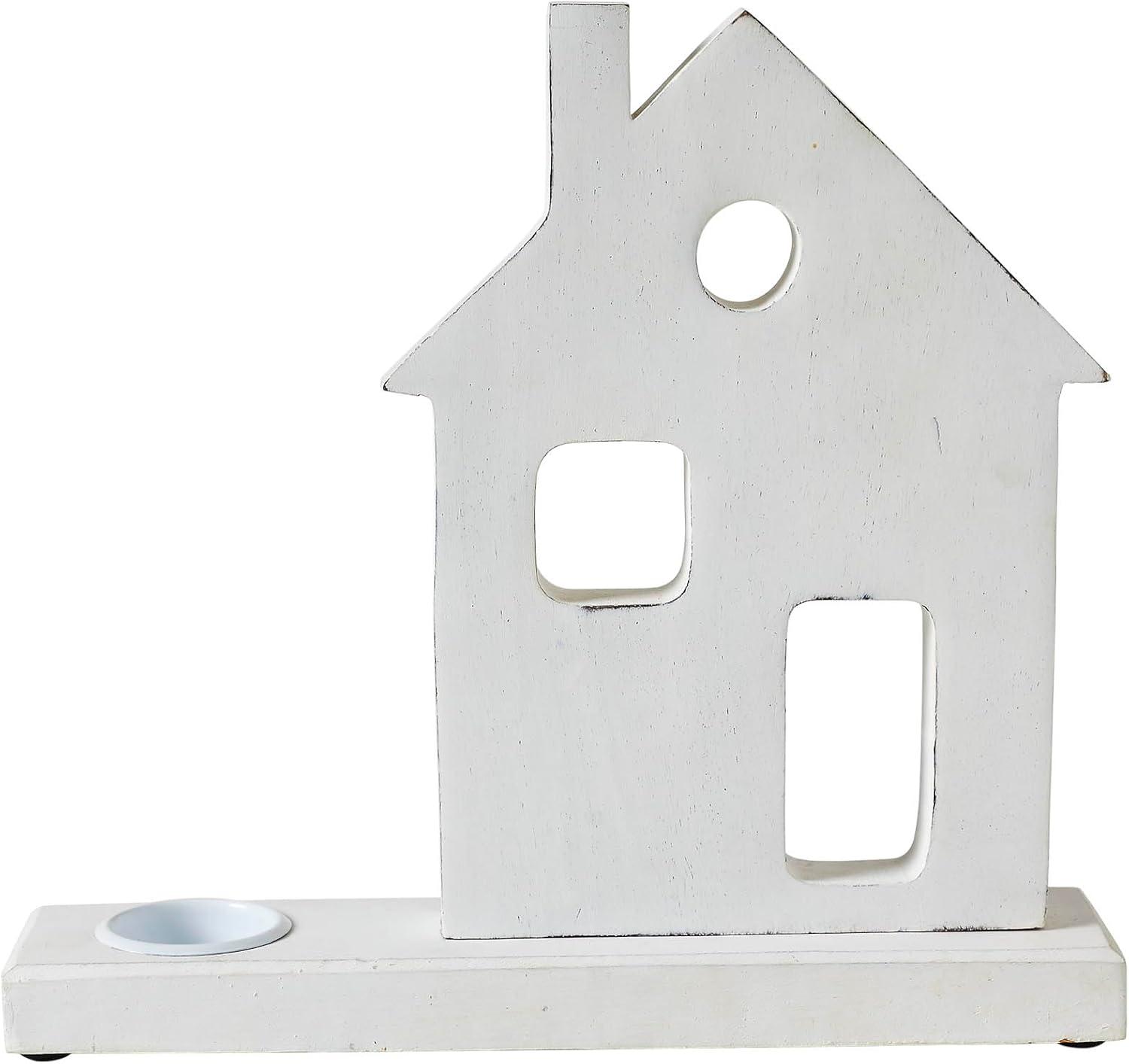 Tealight Holder Village House White 11x10.25x2.5