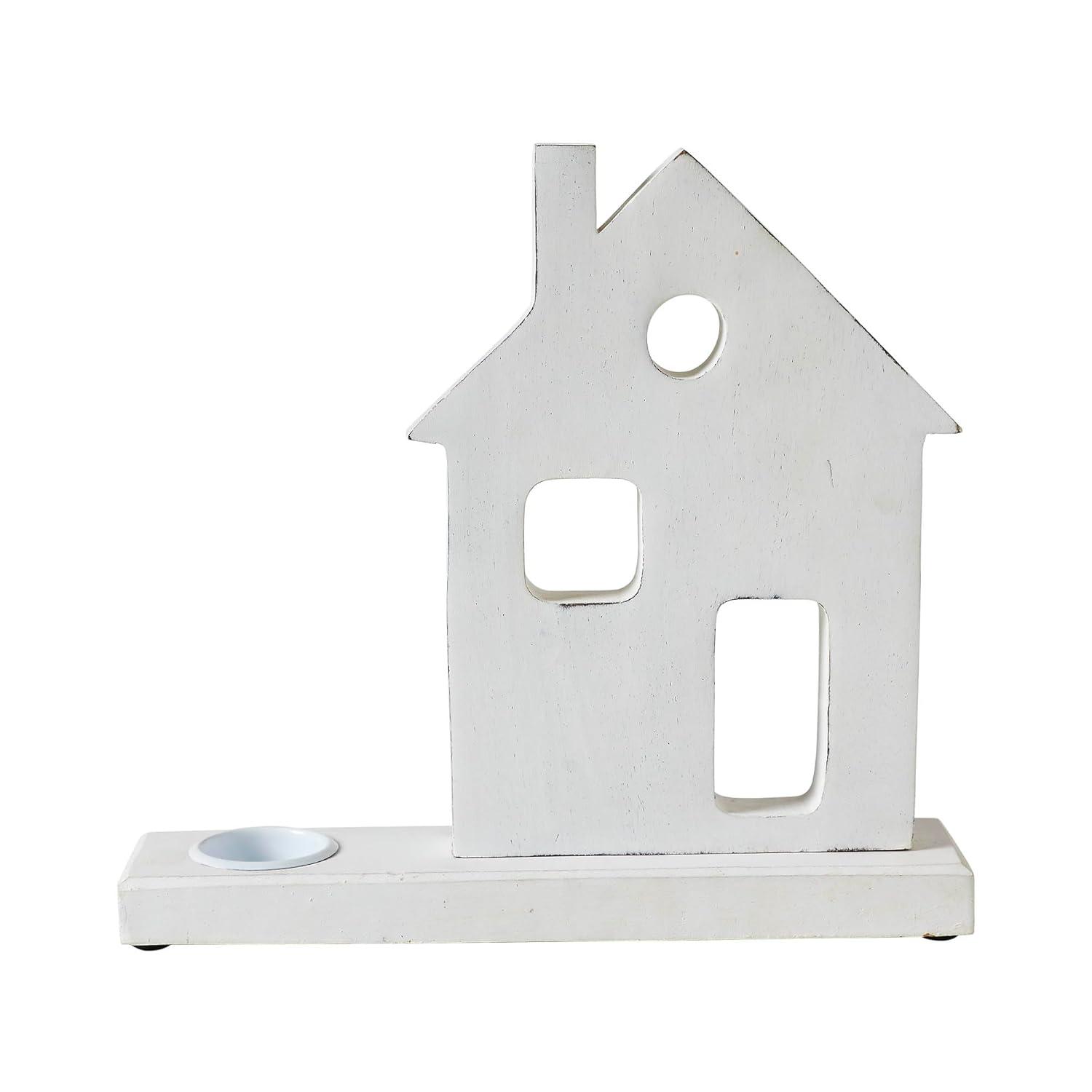 Tealight Holder Village House White 11x10.25x2.5