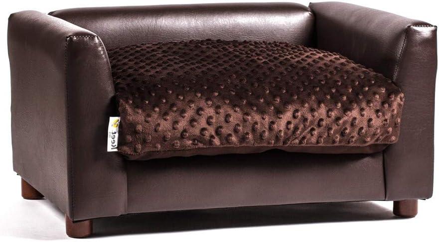 Small Orthopedic Chocolate Leatherette Dog Sofa Bed