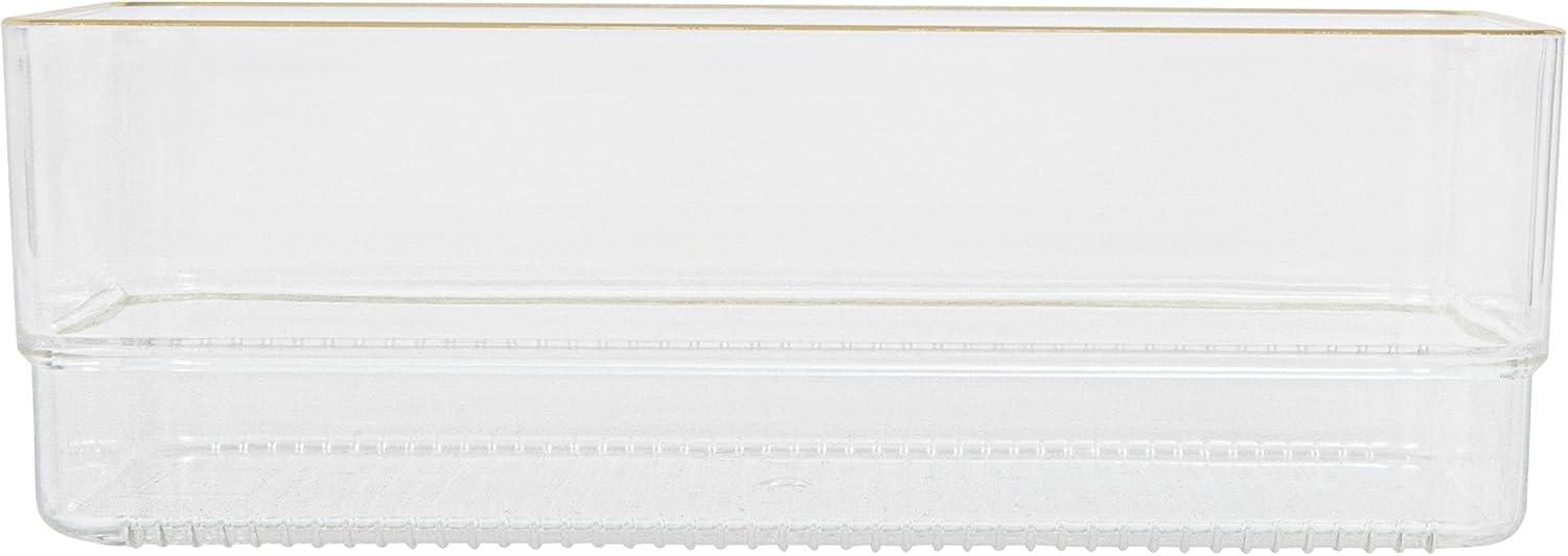 Martha Stewart Kerry 6 Pack Plastic Stackable Office Desk Drawer Organizers with Gold Trim, 6" x 3"