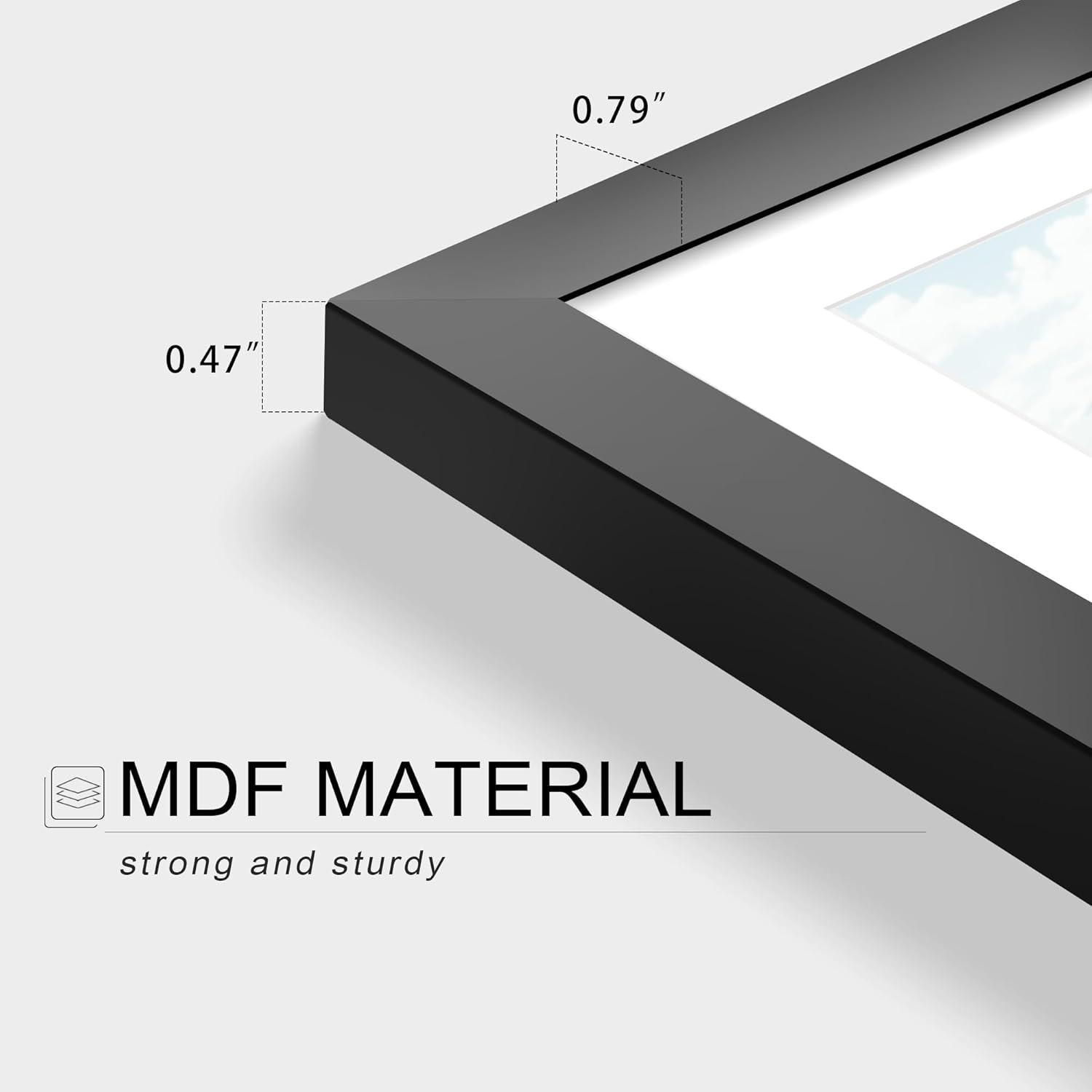 Picrit 8.5x11 Picture Frame Set of 12, Display 6x8 with Mat or 8.5 x 11 without Mat, Photo Frames for Wall Mounting or Table Top Display, Black