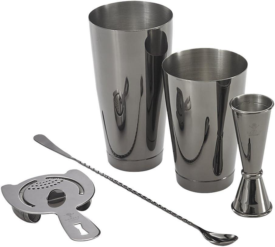 Gunmetal Black 5-Piece Cocktail Set with Strainer and Jigger