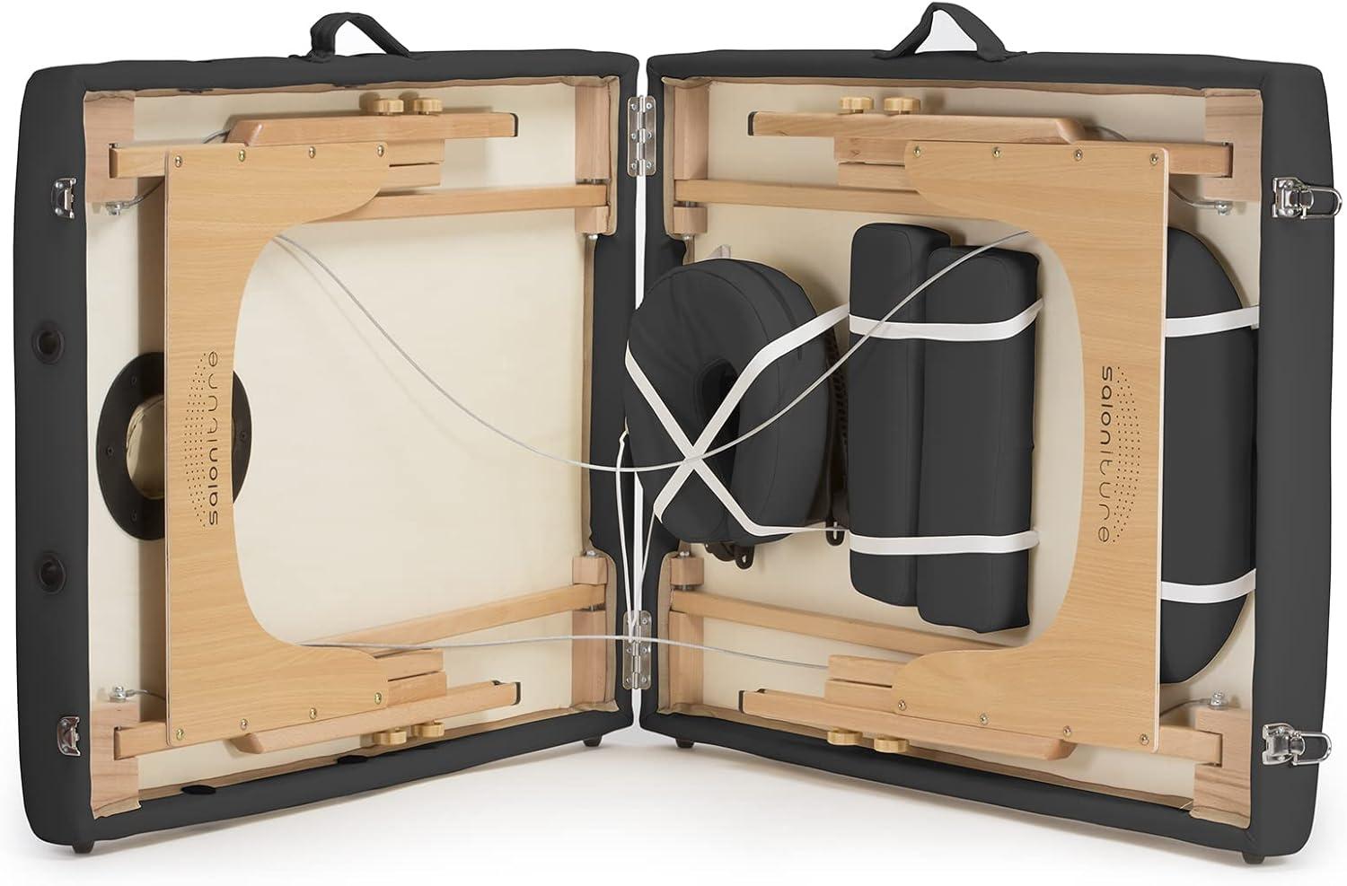 Saloniture Portable Professional Folding Massage Table with Carrying Case - Dark Gray