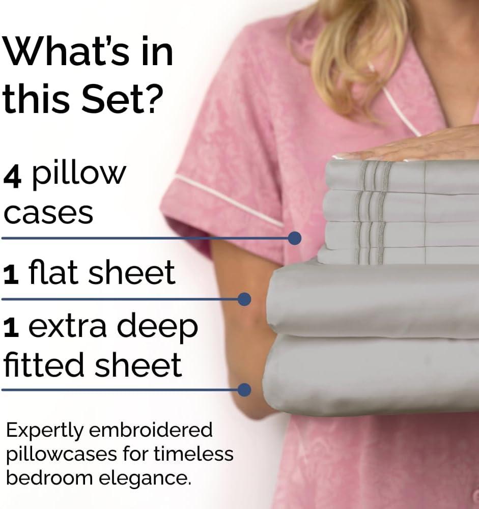 CGK Linens 6 Piece Extra Deep Pocket Ultra Soft & Cooling Sheet Set