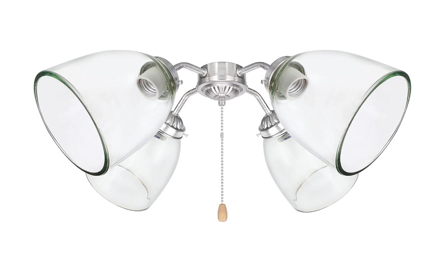 Aspen Creative 23078-4 Clear & Frosted Transitional Style Replacement Glass Shade, 2-1/8" Fitter Size, 4-1/2" high x 5" diameter, 4 Pack