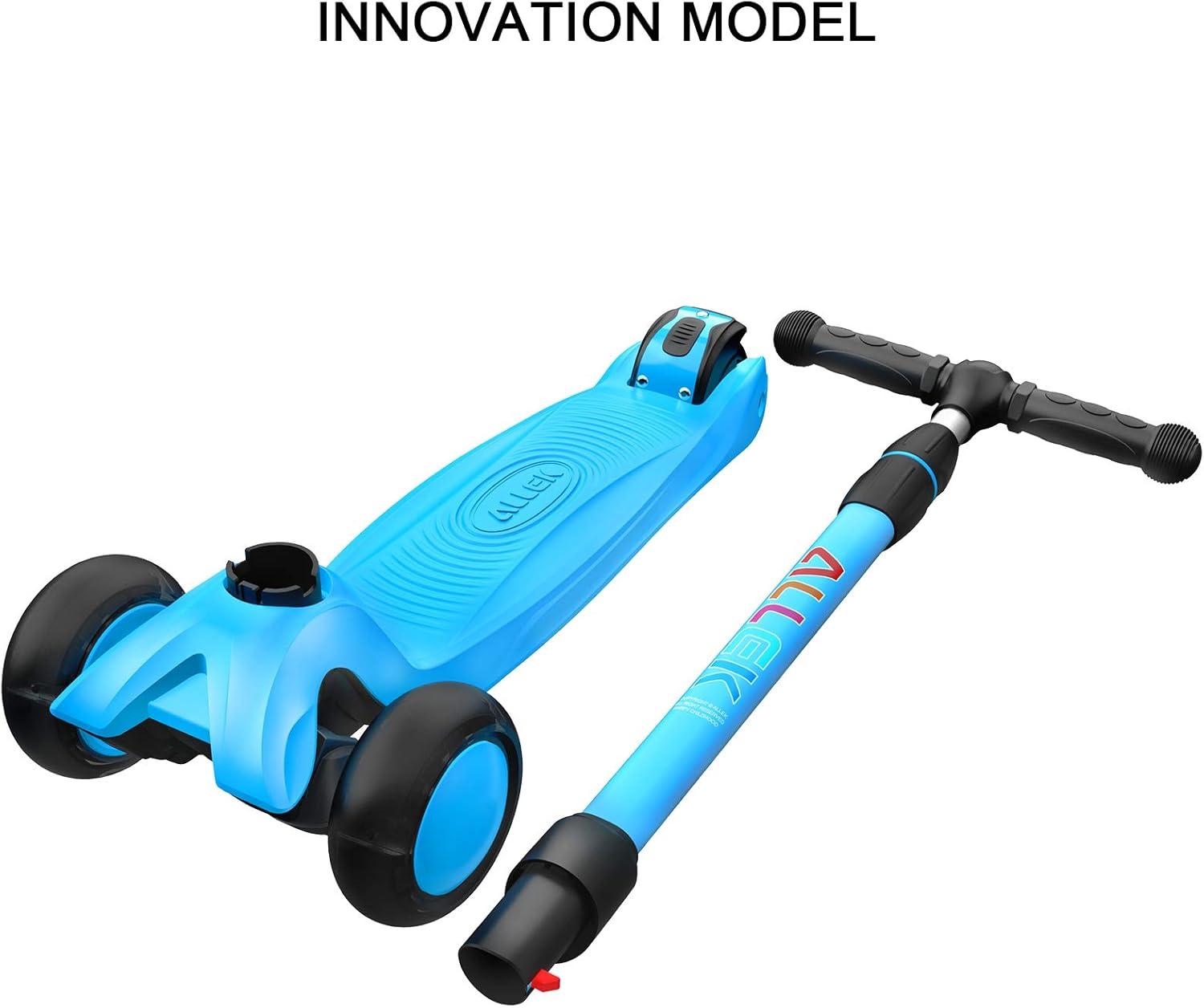 Allek Kick Scooter B03 with Light-Up Wheels and Any Height Adjustable for Children from 3-12yrs (Aqua Blue)