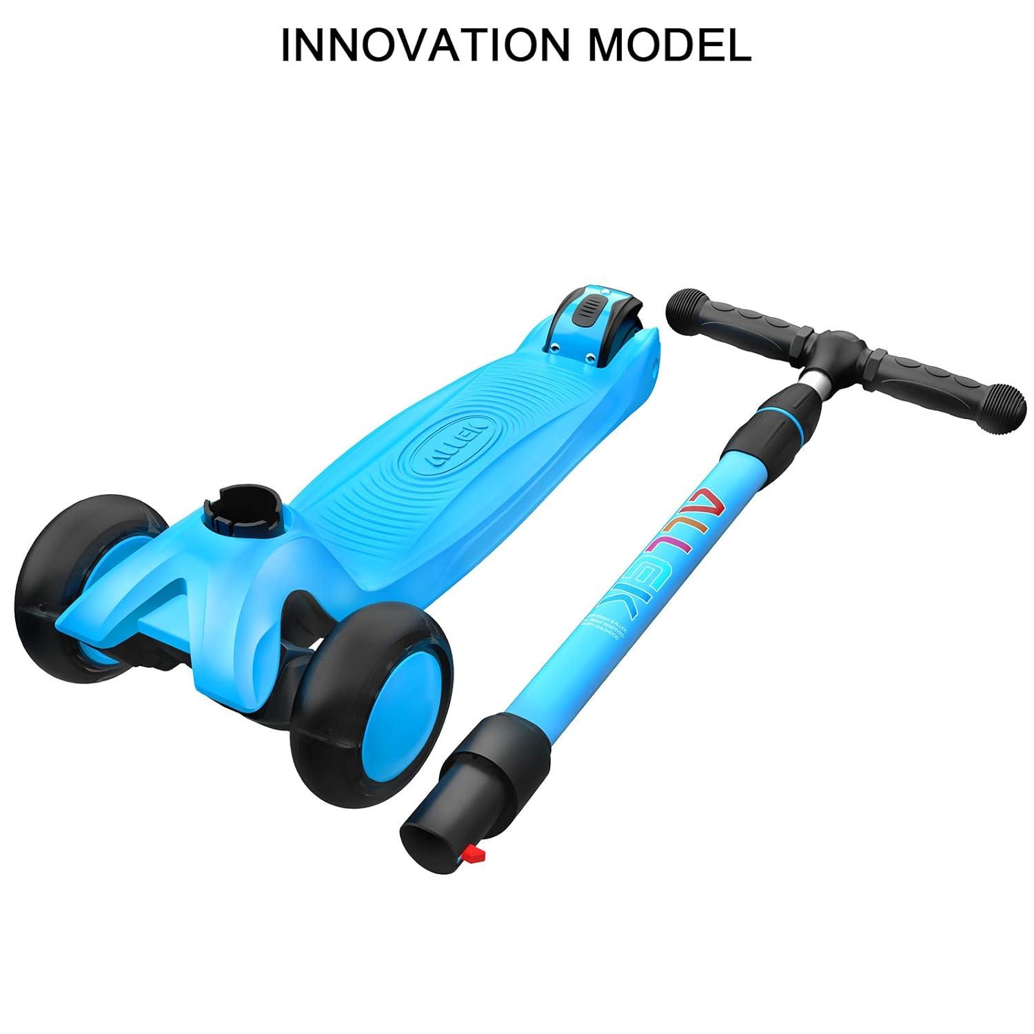 Allek Kick Scooter B03 with Light-Up Wheels and Any Height Adjustable for Children from 3-12yrs (Aqua Blue)