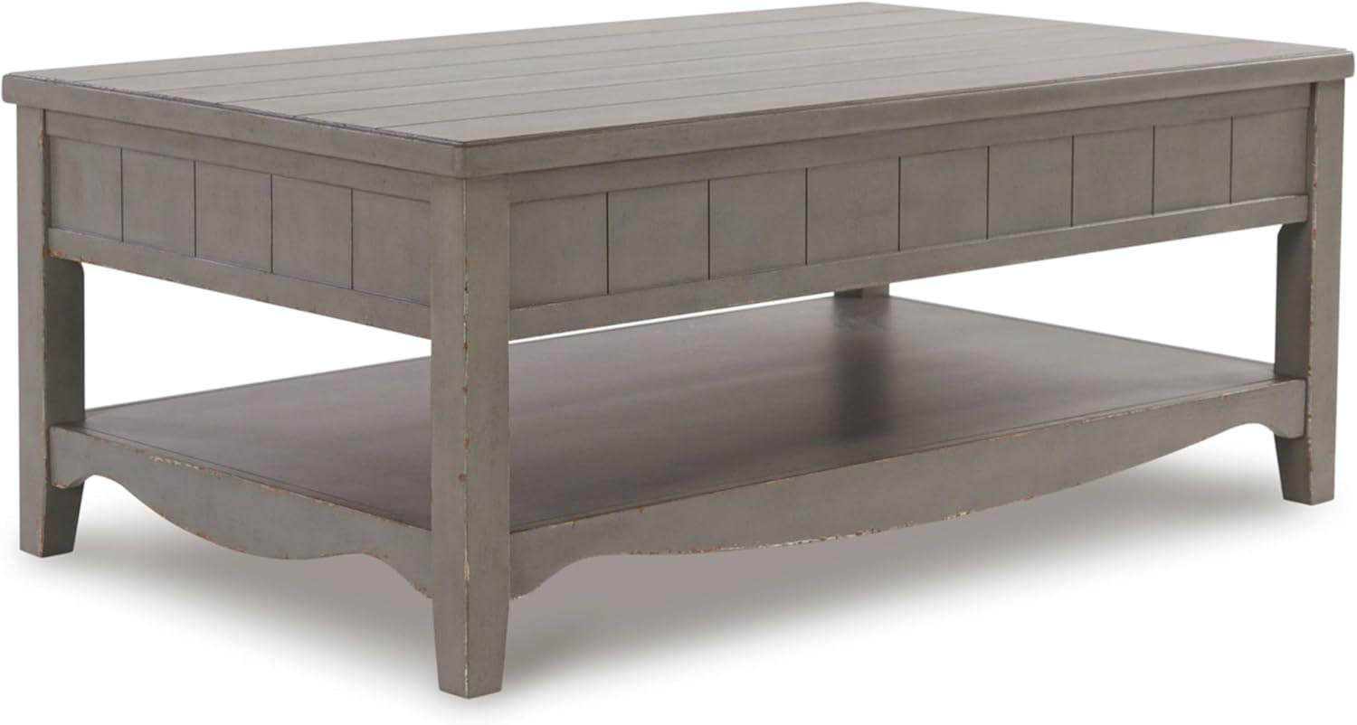 Classic European Farmhouse 50" Gray Wood Coffee Table with Storage