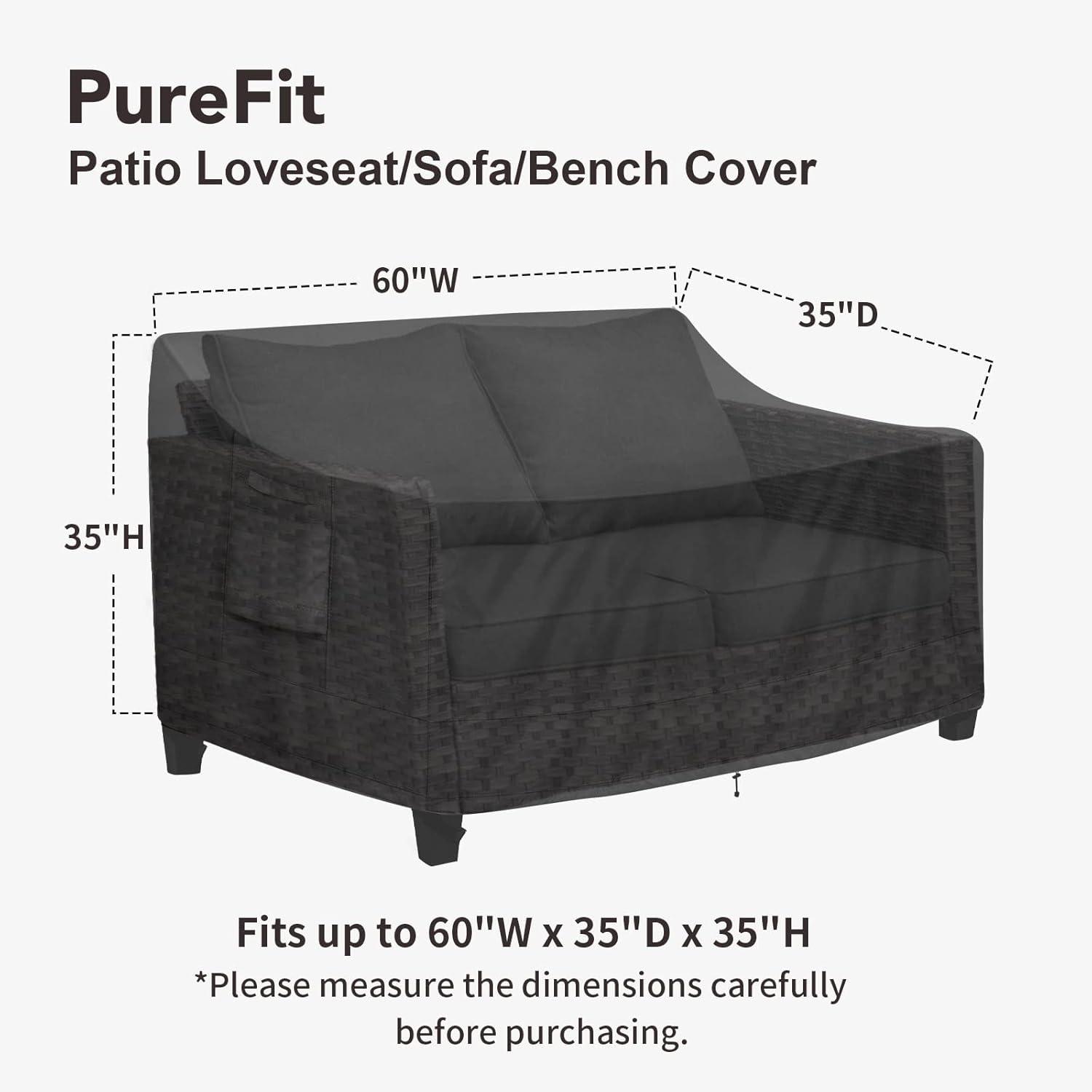 Black Waterproof UV-Resistant Patio Sofa Cover with Air Vent