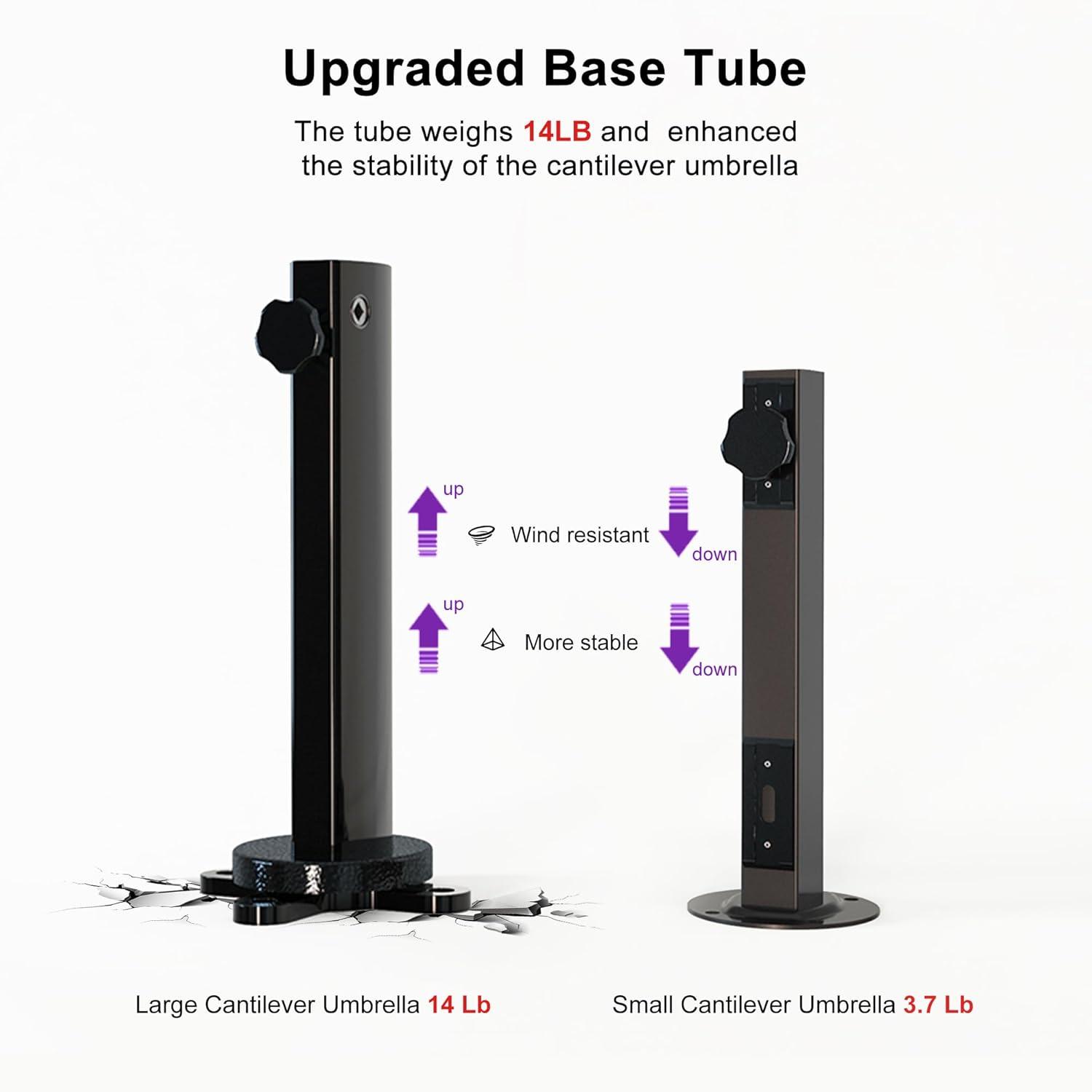 PURPLE LEAF 12 Feet Double Top Deluxe Square Patio Umbrella Offset Hanging Umbrella Cantilever Outdoor Market Umbrella Garden, Black