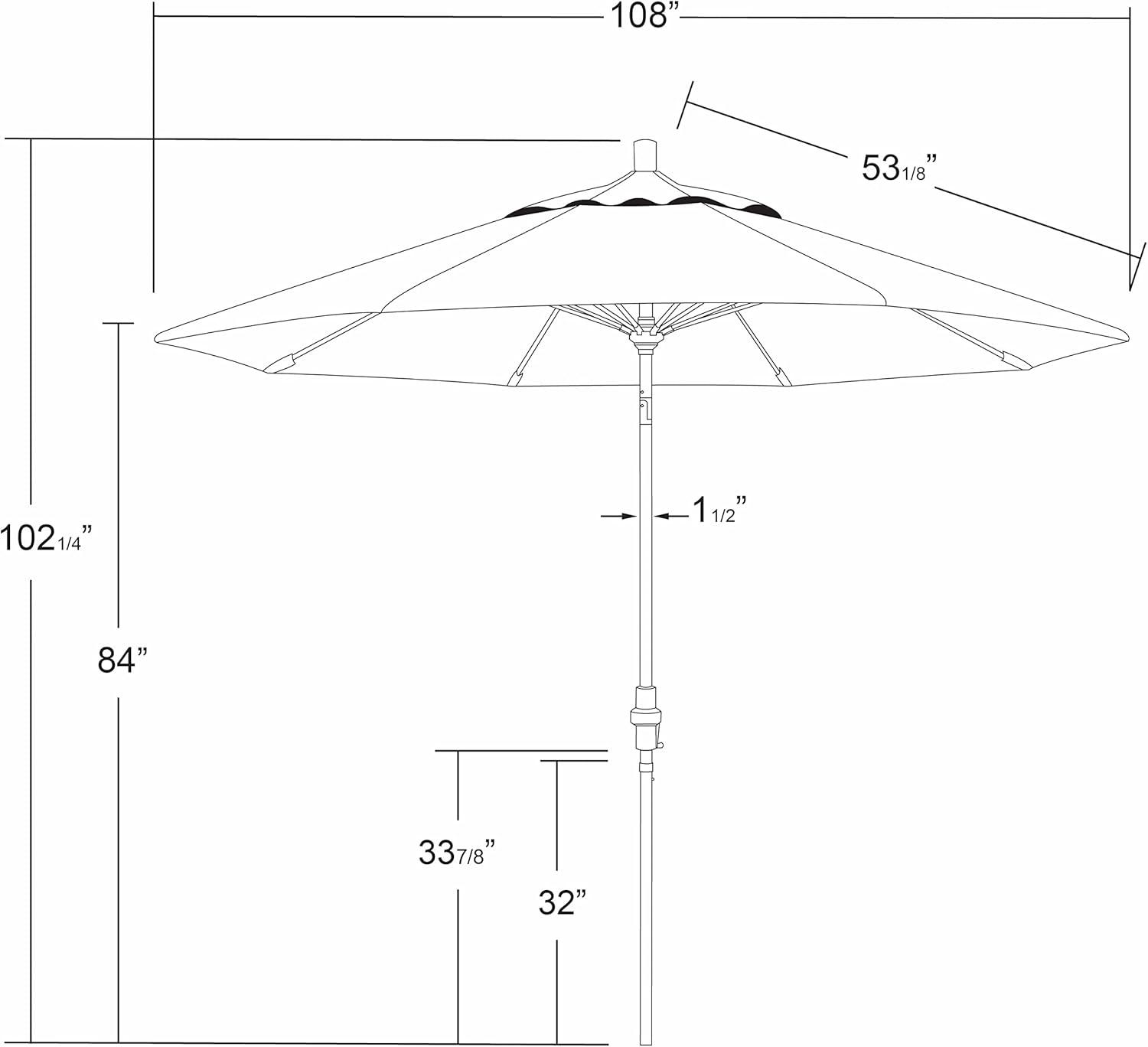 9 ft. White Fiberglass Market Patio Umbrella with Olefin Fabric