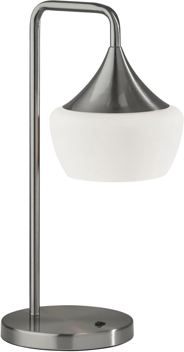 Contemporary Eliza Black Metal Table Lamp with Smoked Glass Shade