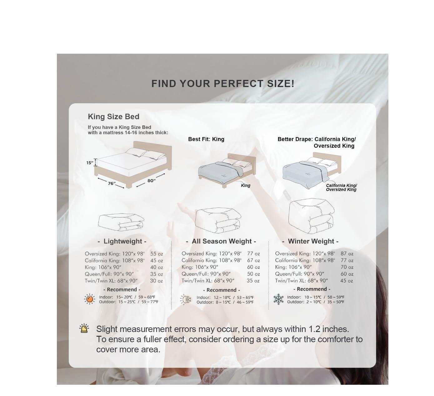 Royoliving Premium Heavyweight Feathers Down Comforter 100% Cotton Cover White Winter Down Proof Thickened King Size Duvet Insert with Corner Tabs (106x90, 70 Oz)