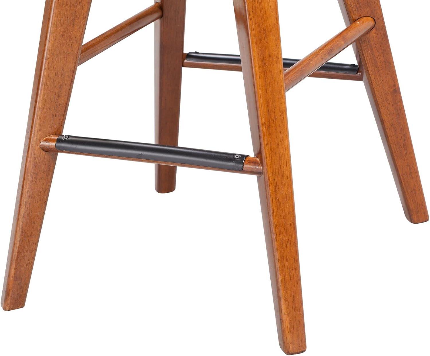 Walnut Flare-Leg 24" Swivel Counter Stool with Metal Accents