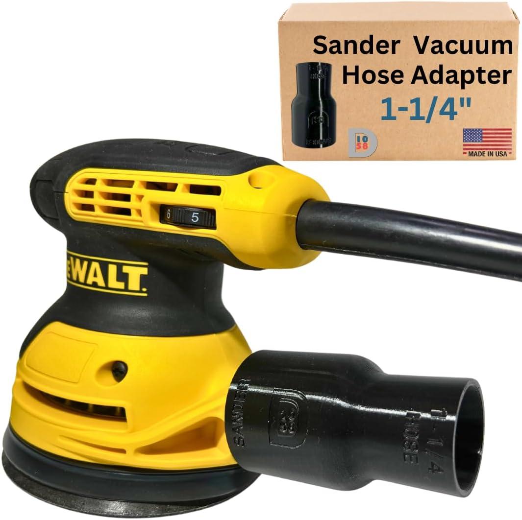 Vacuum Adapter for Dewalt or Craftsman Sanders - Dust Collection - Galactic Gadgets 1-1/4in - Black