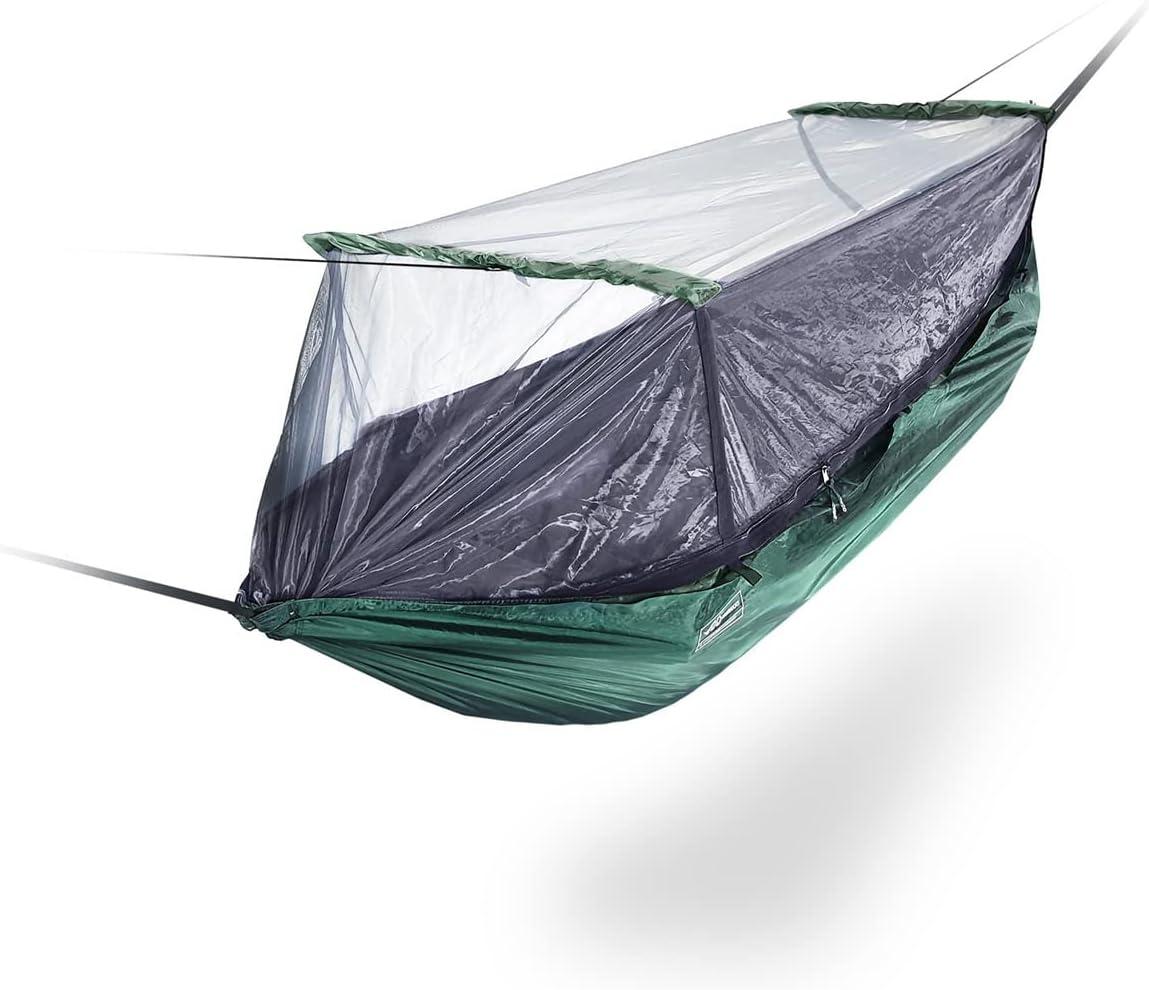 DD Hammocks Frontline Hammock - Olive Green - Portable Lightweight Camping Jungle Hammock with Mosquito Net for Outdoor Backpacking & Hiking
