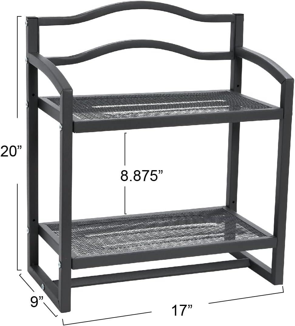 Household Essentials 2 Tier Metal Wall Mount Bathroom Storage Rack Gray: Wall Storage Basket & Bathroom Containers