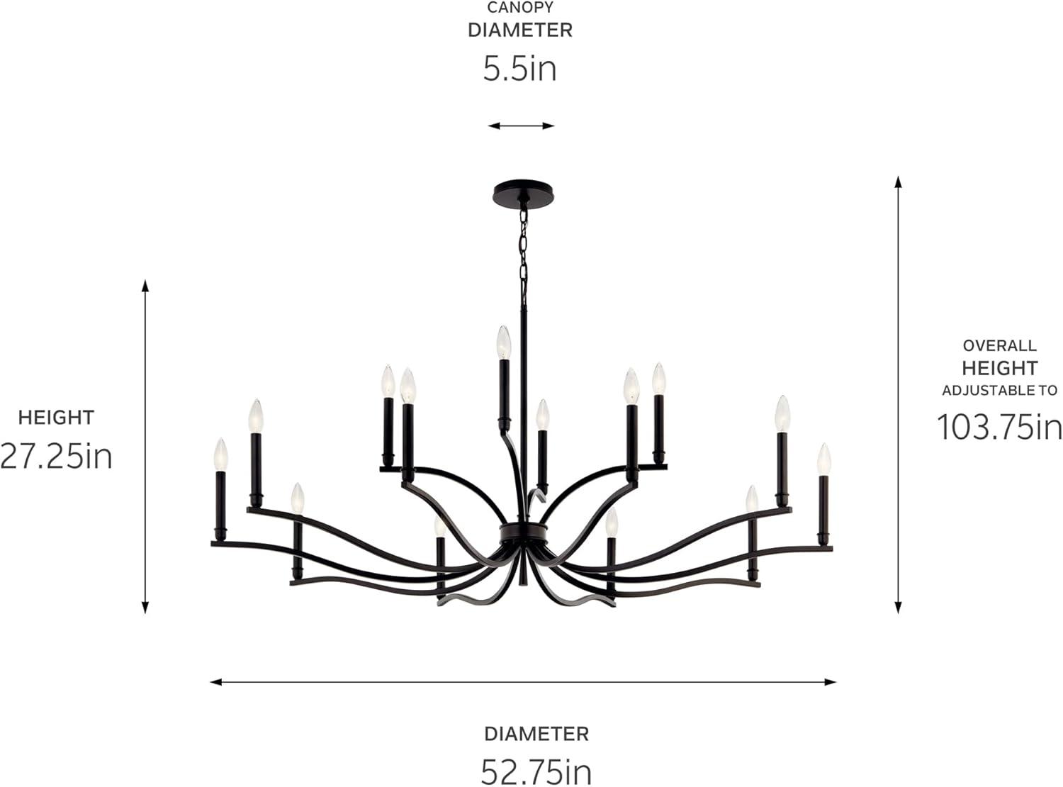 Malene Black 14-Light 2-Tier Candle Chandelier