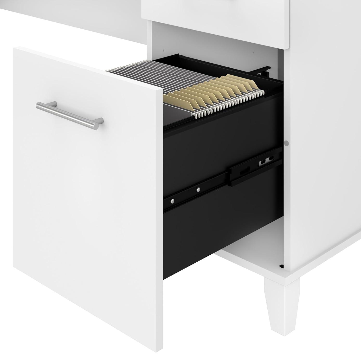 Bush Furniture Somerset 72" Single Pedestal Desk, White