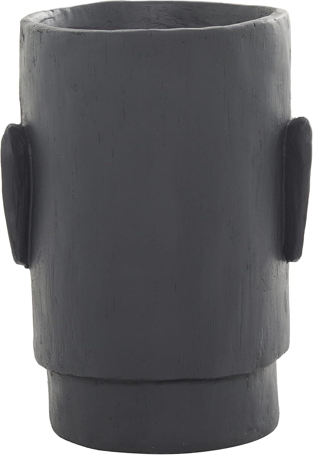 Deco 79 Magnesium Oxide Face Indoor Outdoor Planter Easter Island Large Planter Pot, Planter 13" x 14" x 18", Dark Gray