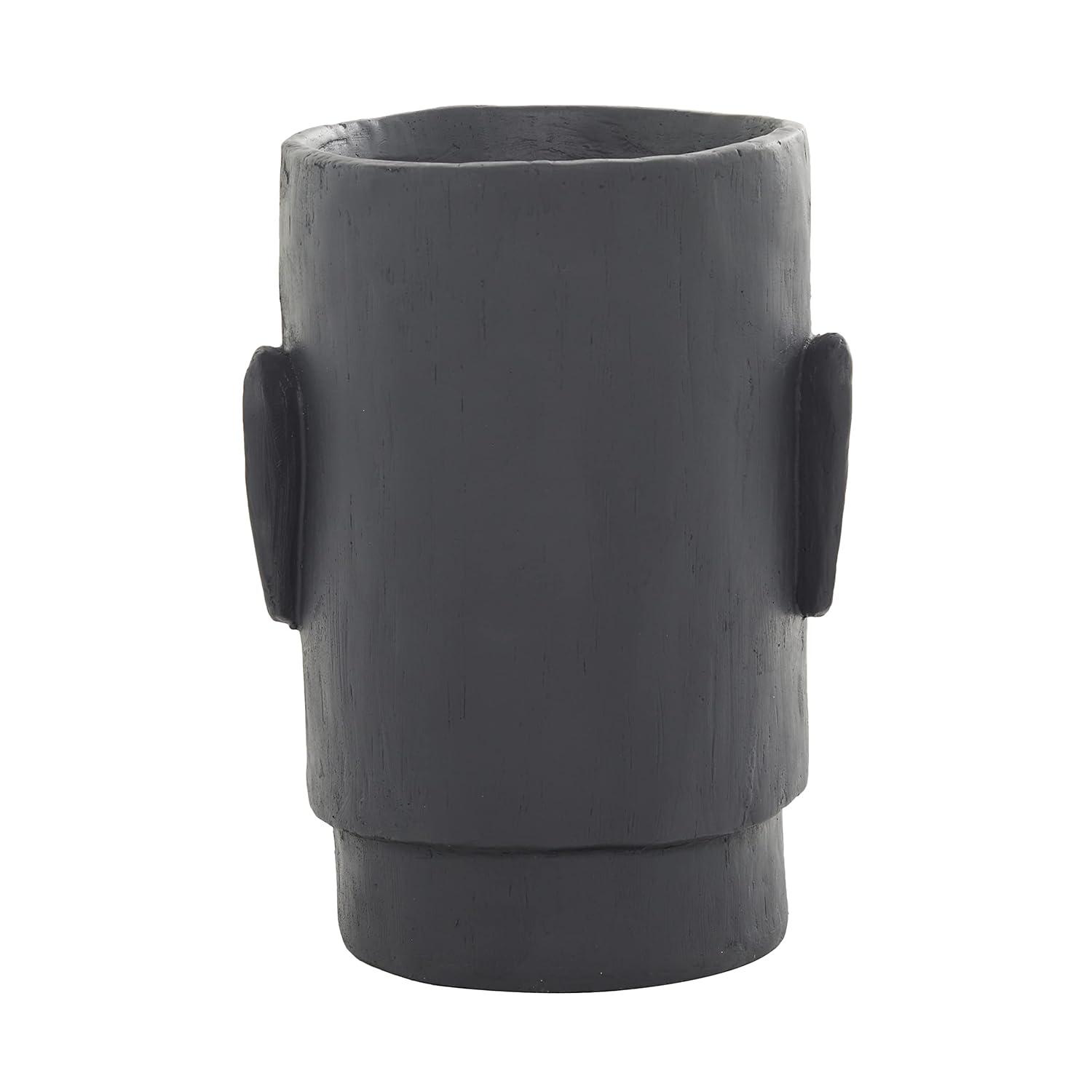 Deco 79 Magnesium Oxide Face Indoor Outdoor Planter Easter Island Large Planter Pot, Planter 13" x 14" x 18", Dark Gray
