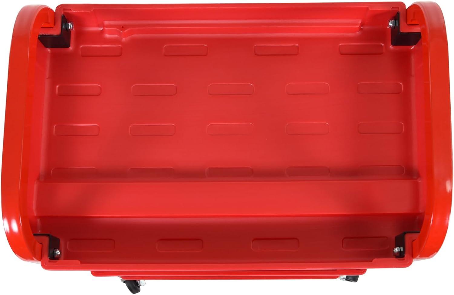 Red Adjustable 3-Shelf Utility Cart with Lockable Wheels